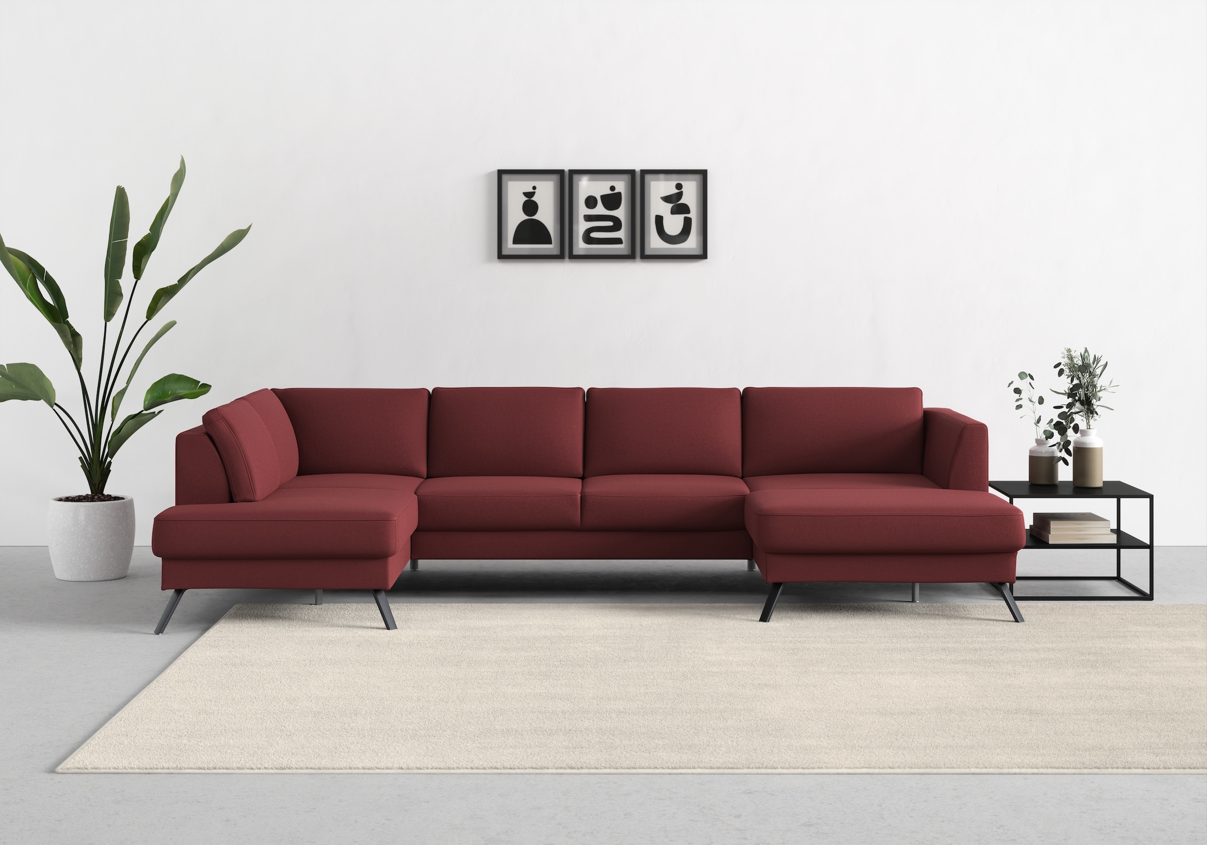 sit&more Wohnlandschaft »Lindholm U-Form«, mit Sitztiefenverstellung und Federkern