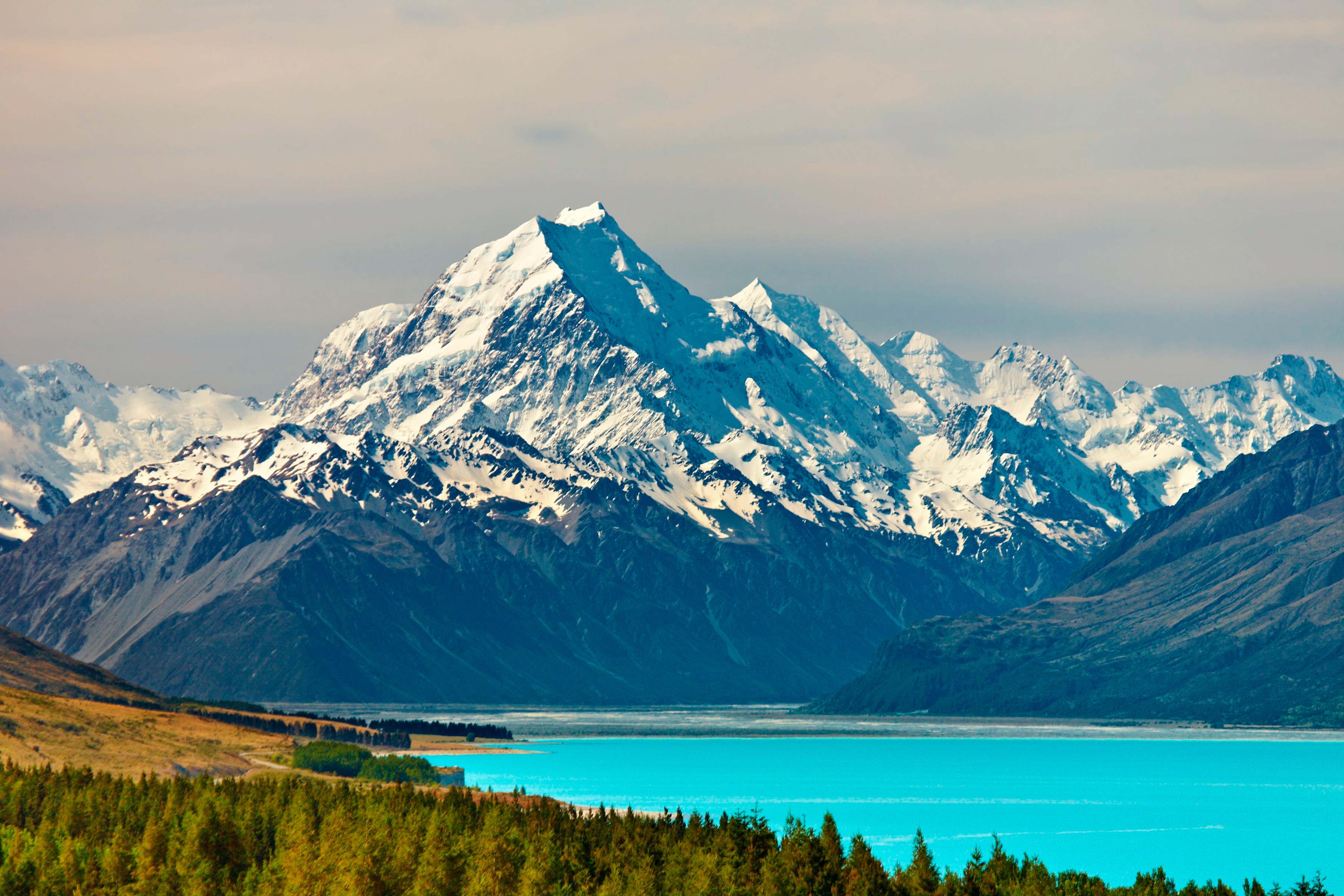 Papermoon Fototapete "Mount Cook and Pukaki Lake" glatt