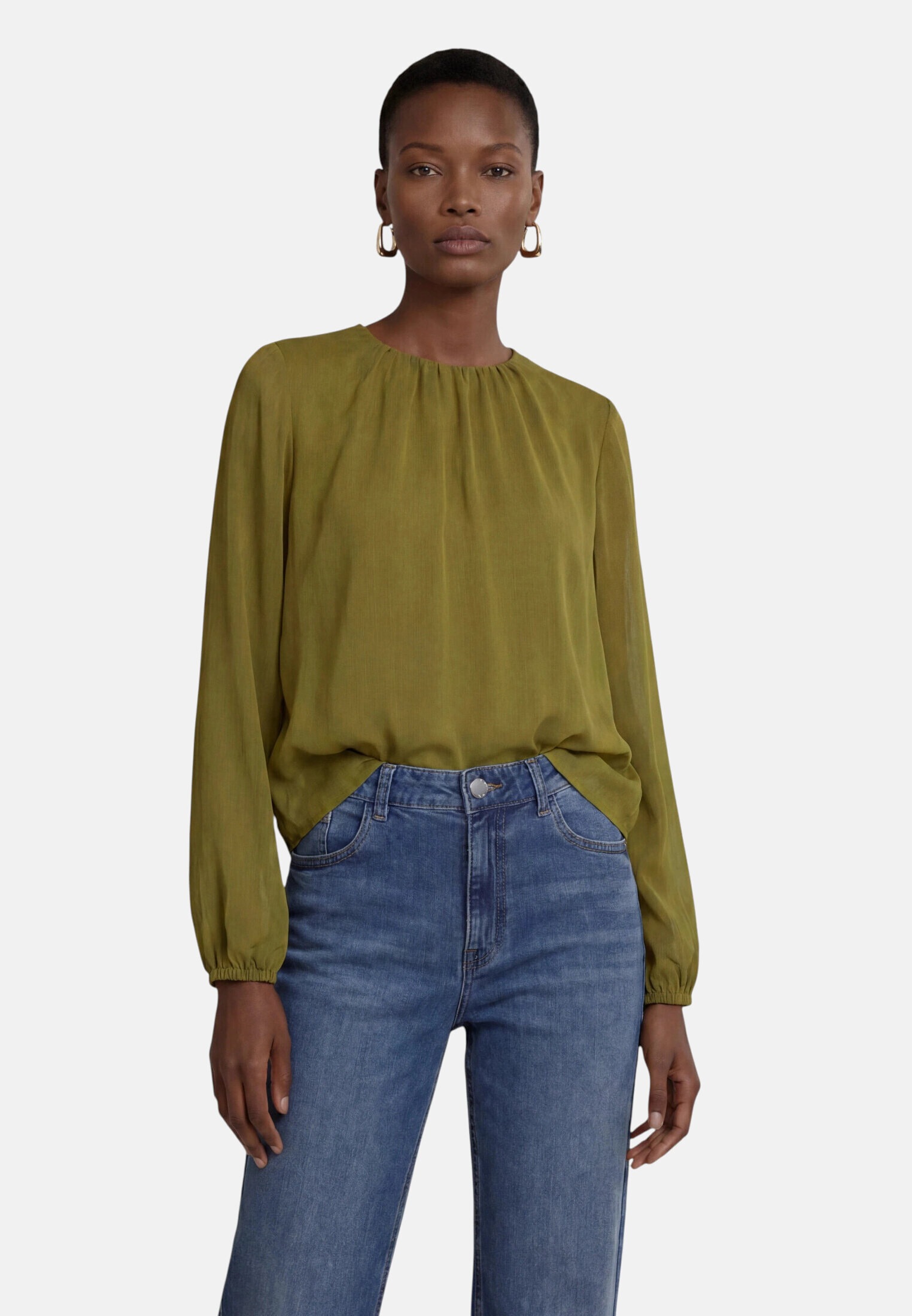Zero Chiffonbluse »Damen mit Crinkle-Effekt«