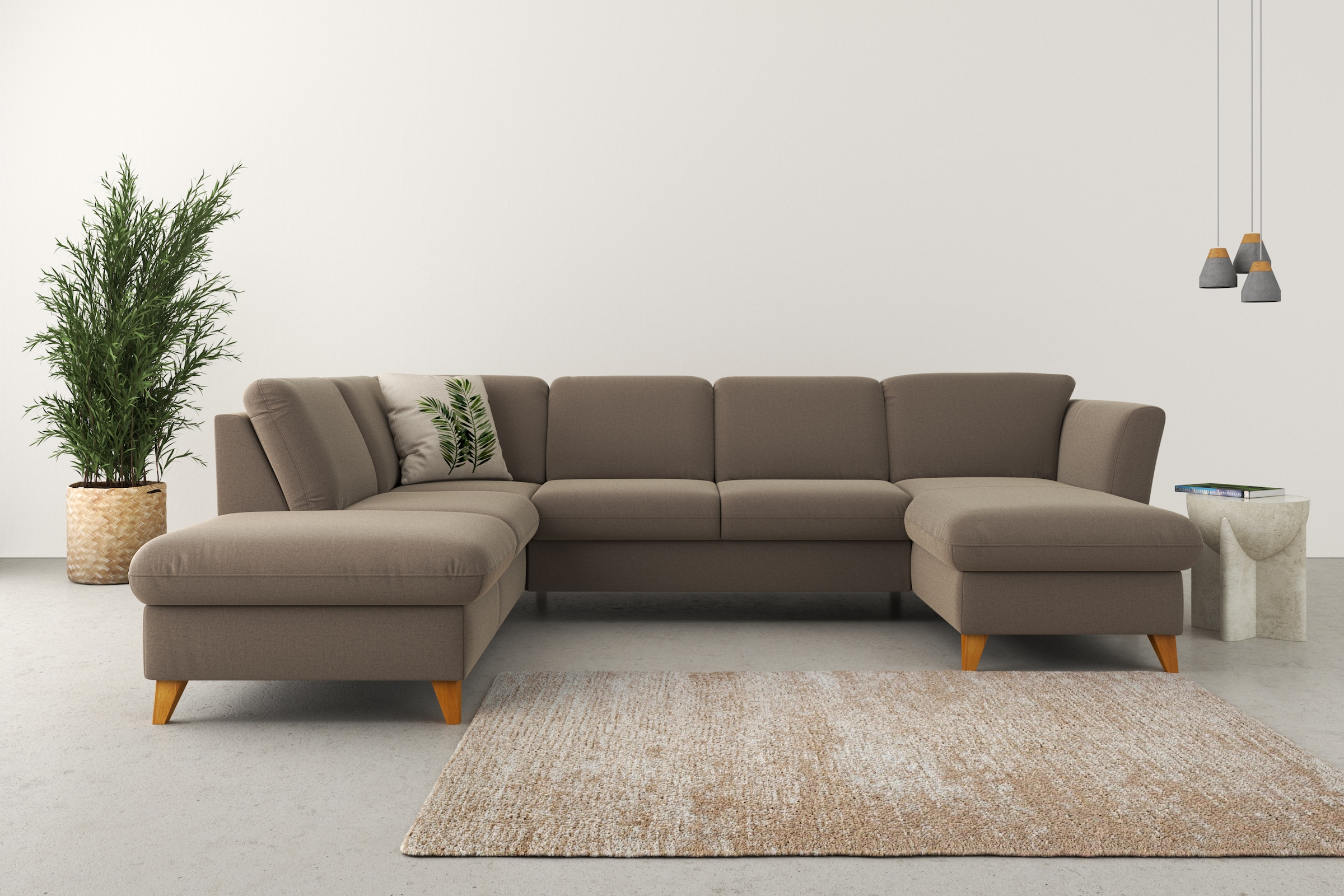 Home affaire Wohnlandschaft »Trelleborg U-Form«, Federkern-Polsterung, wahlweise mit Bettfunktion und Stauraum