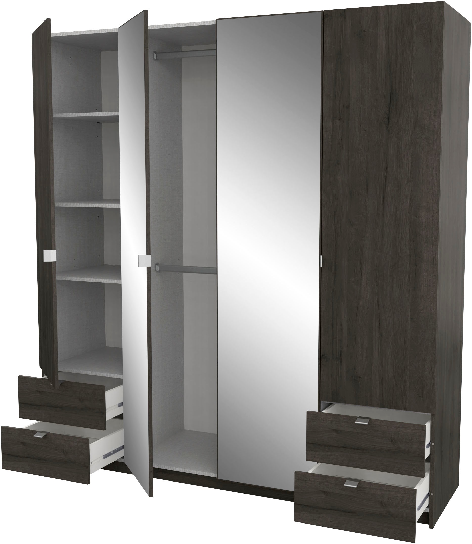 Demeyere GROUP Kleiderschrank »Mellie, 2 Spiegel, 4 Schubladen, 36 Regale, 2 Kleiderstangen« H/B/ T ca. 191/180/52cm,  maximaler Stauraum, Made in France