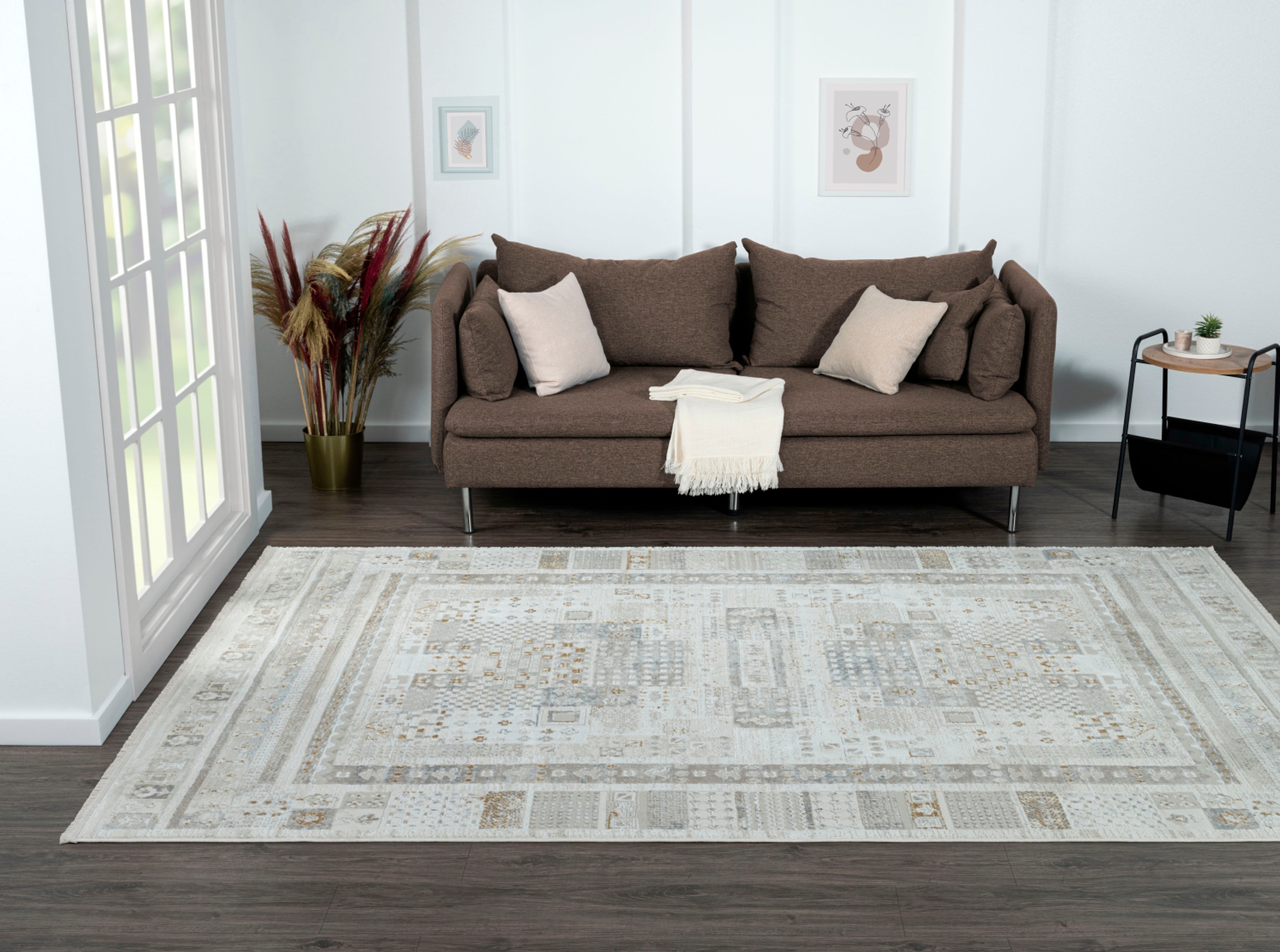 Myflair Möbel & Accessoires Teppich »My Kashkuly«, rechteckig, 10 mm Höhe, Kurzflor, Retro-Style, besonders weich durch Microfaser, mit Fransen