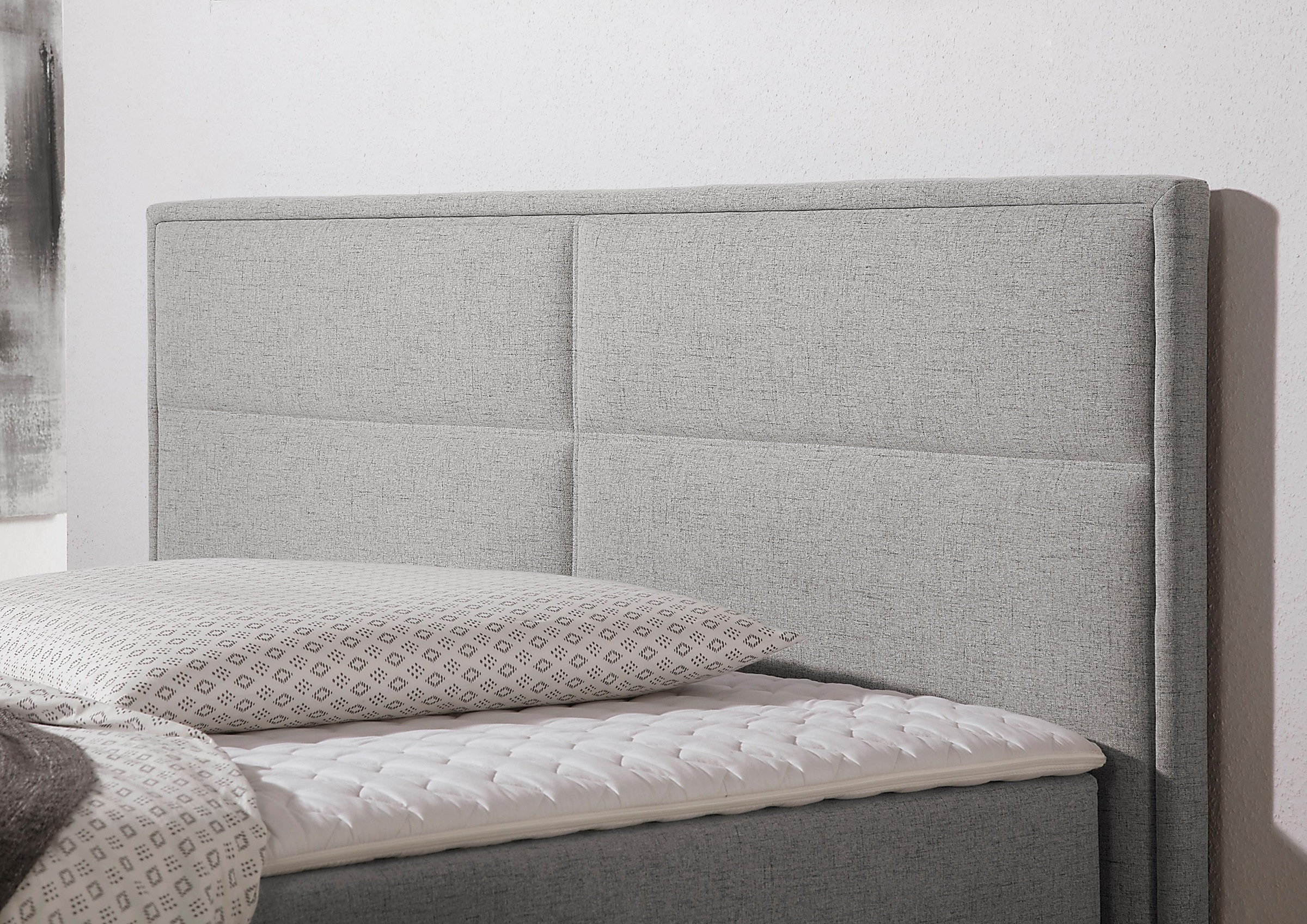 Boxspringbett HOME AFFAIRE "Caria", grau (silbergrau), B:171cm L:209cm, Strukturstoff-Bezug (100% Polyester);Topperbezug 100% Polyester, Komplettbetten, Boxspringbett, in 5 Breiten, 3 Matratzen-Ausführungen, 2 Härtegraden, Topper 2