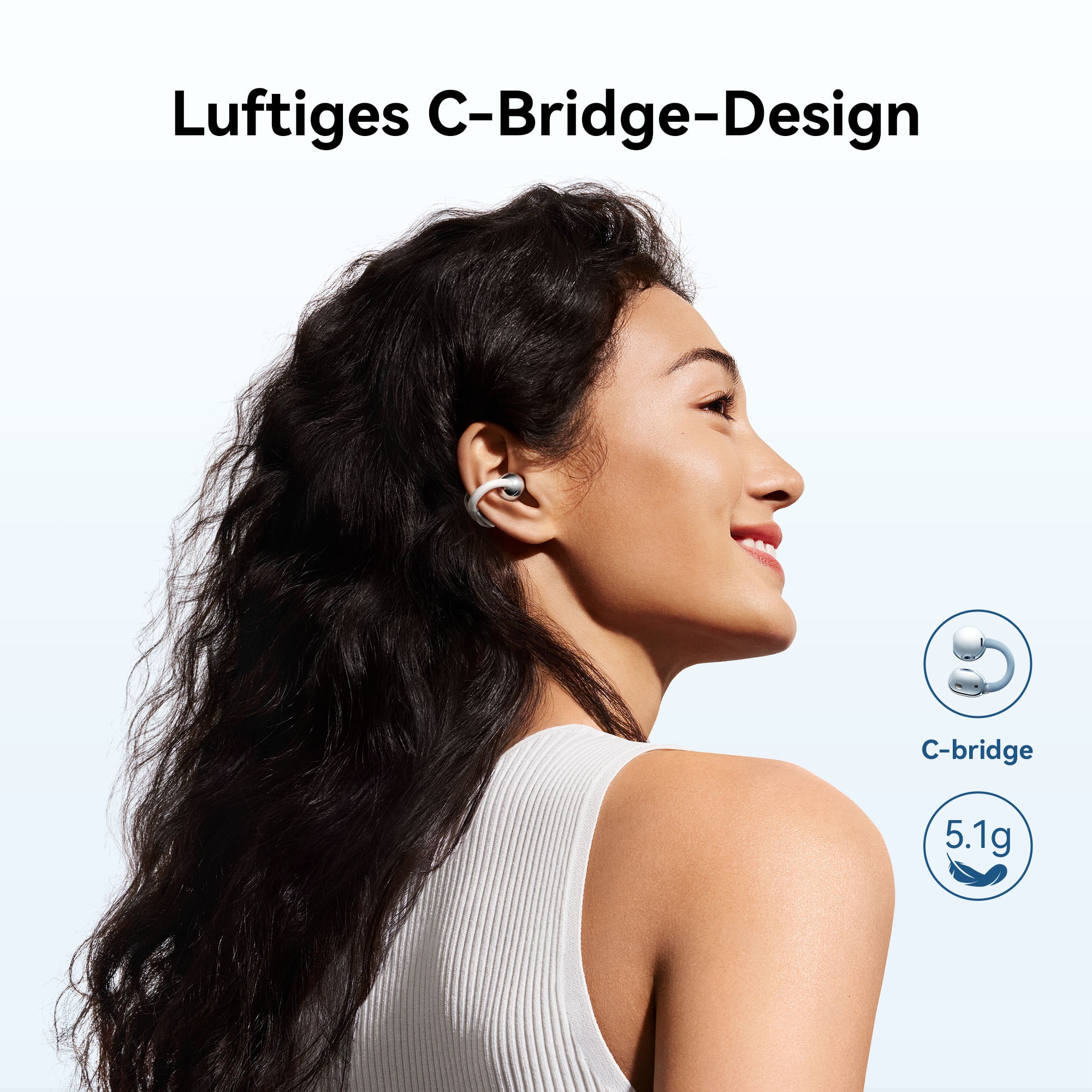 Huawei Wireless-Headset »FreeClip 2« A2DP Bluetooth Freisprechfunktion Leichtes Design für ganztägigen Tragekomfort, Kristallklare Anrufe
