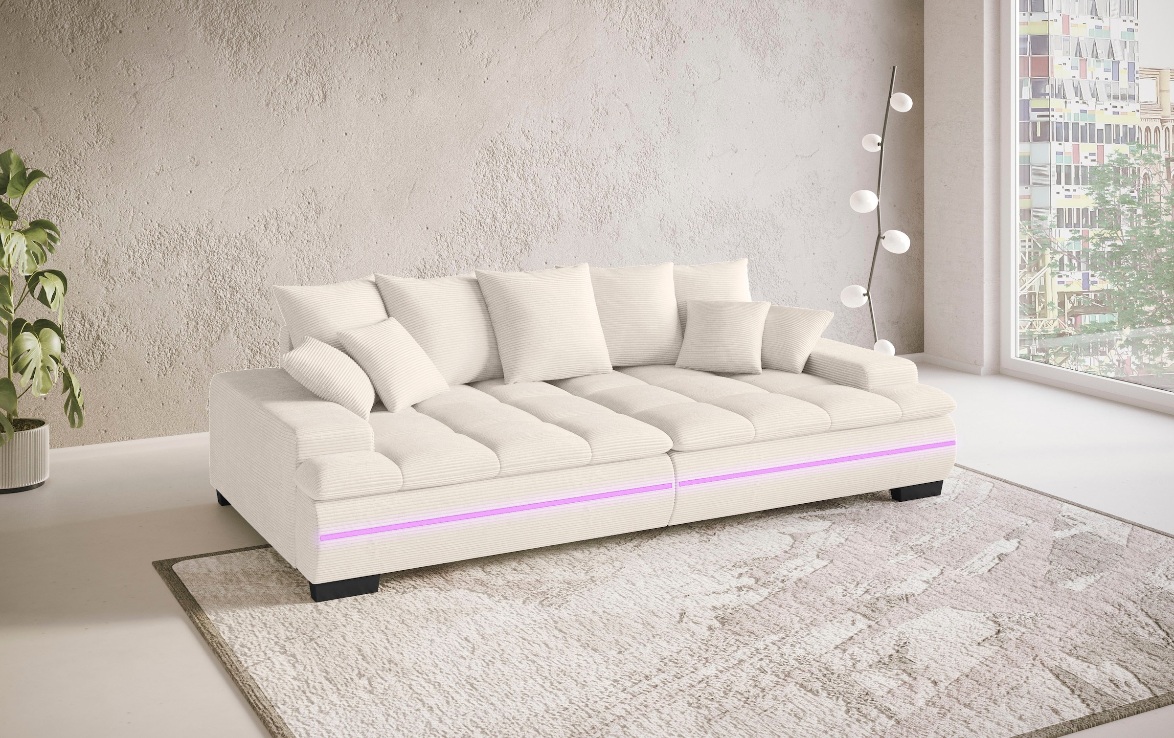 Mr. Couch Big-Sofa »Haiti II«, RGB-LED Beleuchtung, Kaltschaumpolsterung, bis 140 kg belastbar