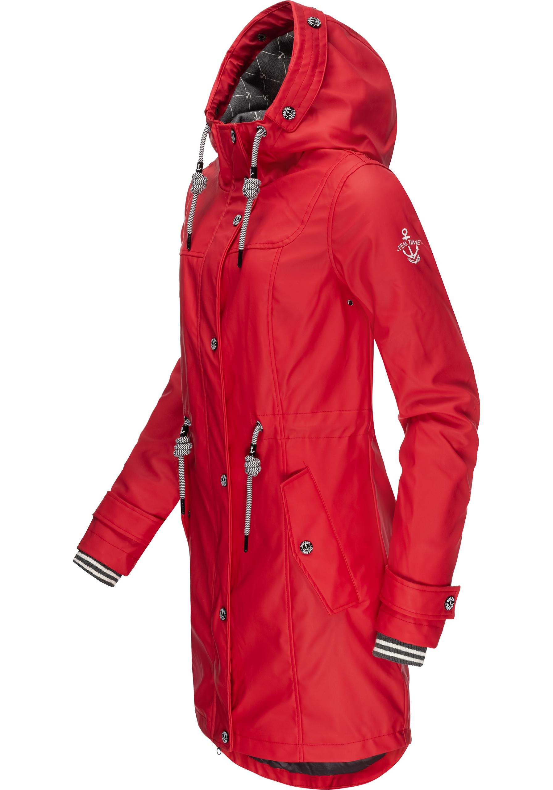 PEAK TIME Regenjacke "L60042", mit Kapuze, stylisch taillierter Regenmantel günstig online kaufen