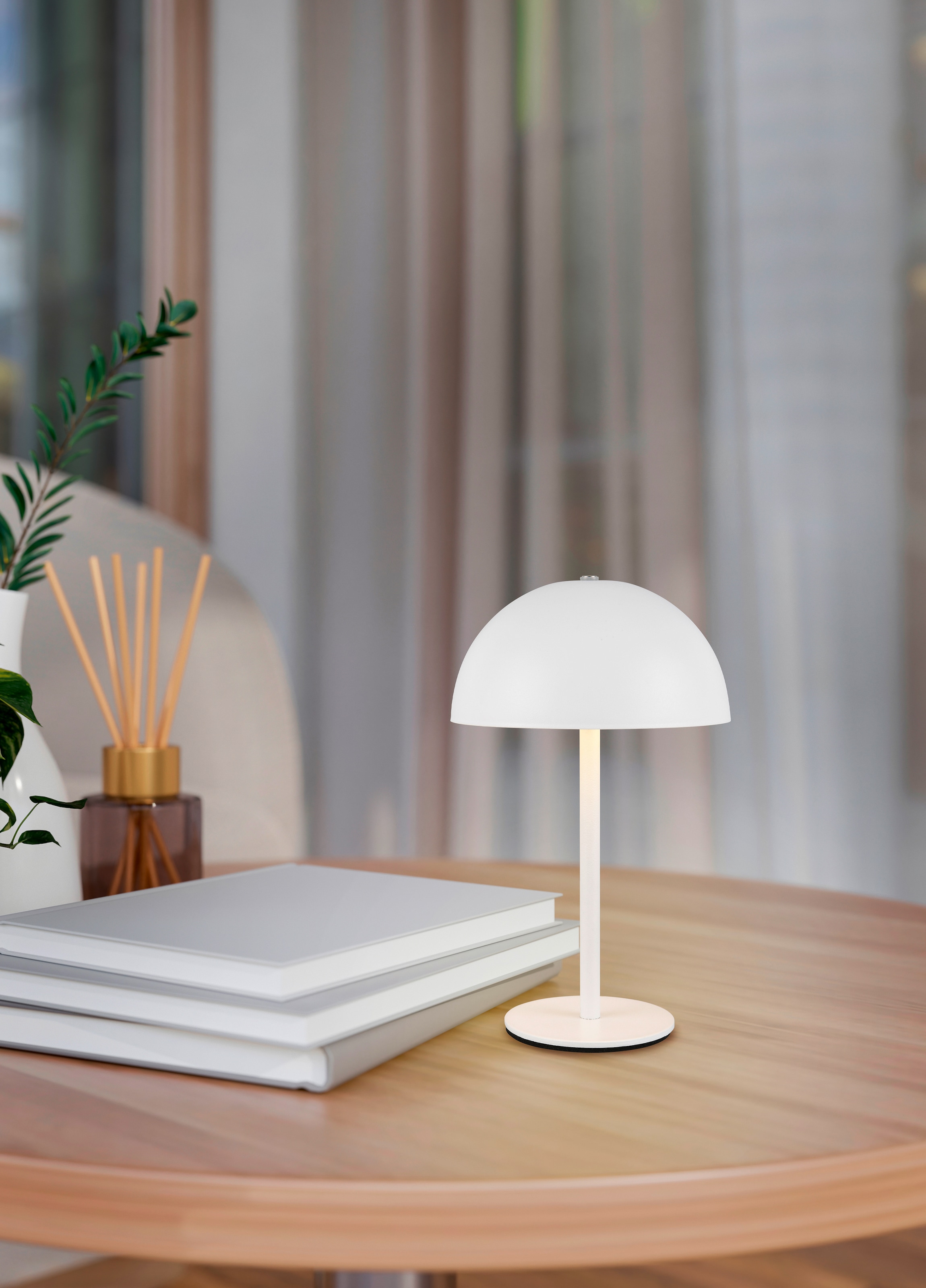 REALITY Leuchten LED Tischleuchte »MUNOZ, Akku Tischleuchte mit Touchdimmer + USB Anschluss, IP20 indoor«, 1 flammig, Leuchtmittel LED-Board | LED fest integriert, bis zu 10h Akkulaufzeit, laden per USB max 7-9h, Akku Leuchte Pilzform