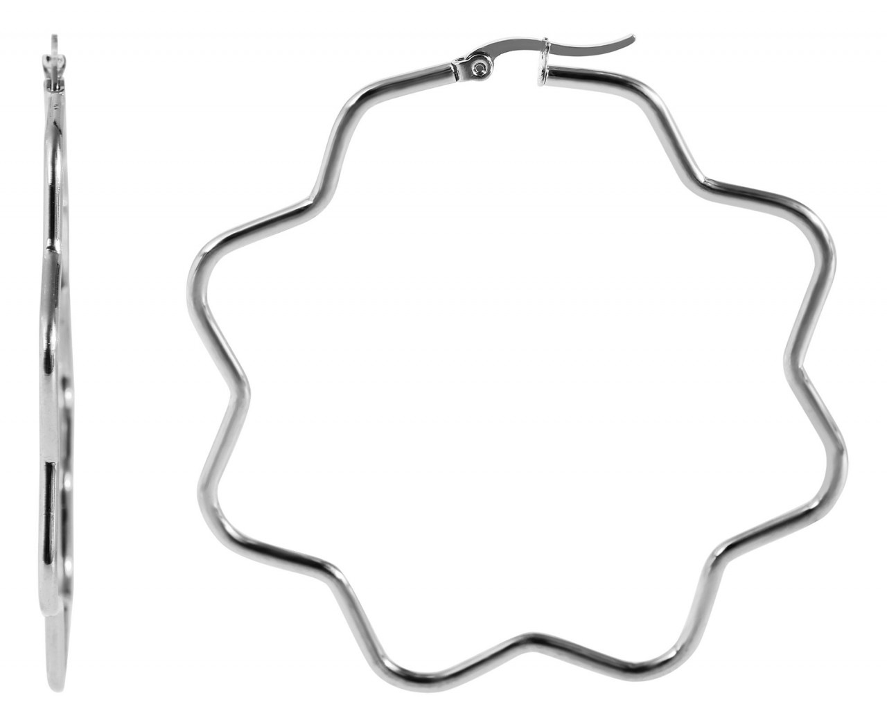 Adelia´s Paar Creolen »Damen Creolen aus poliertem Edelstahl mit Blume - - Ø 65 mm«