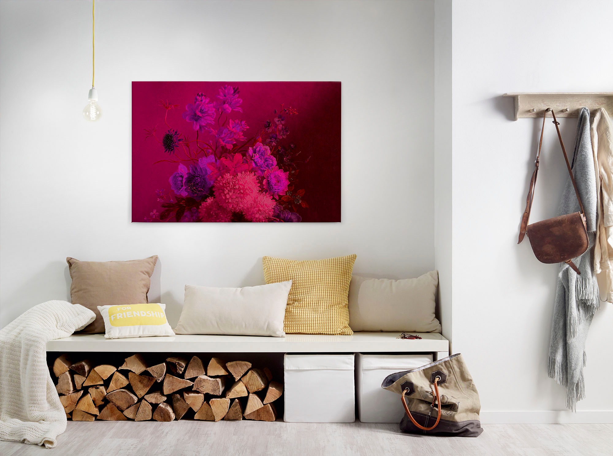 A.S. Création Leinwandbild "bouquet vibrant" Blumen Kunst 1 Stk. tlg. Keilrahmen Bild Blumen-Strauß Floral Leinwand-Bild Wohnzimmer modern