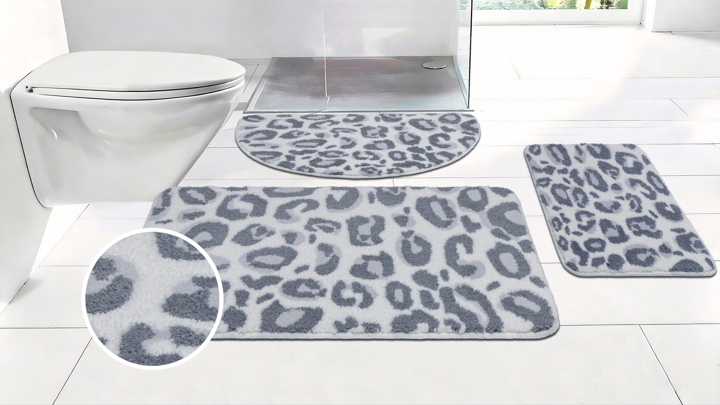 OTTO home Badematte "Regona Leo, Badvorleger, Badezimmer Teppich, Duschvorleger" Höhe 10 mm rutschhemmend beschichtet fußbodenheizungsgeeignet schnell trocknend Leoparden-Muster, Animal Print, modern