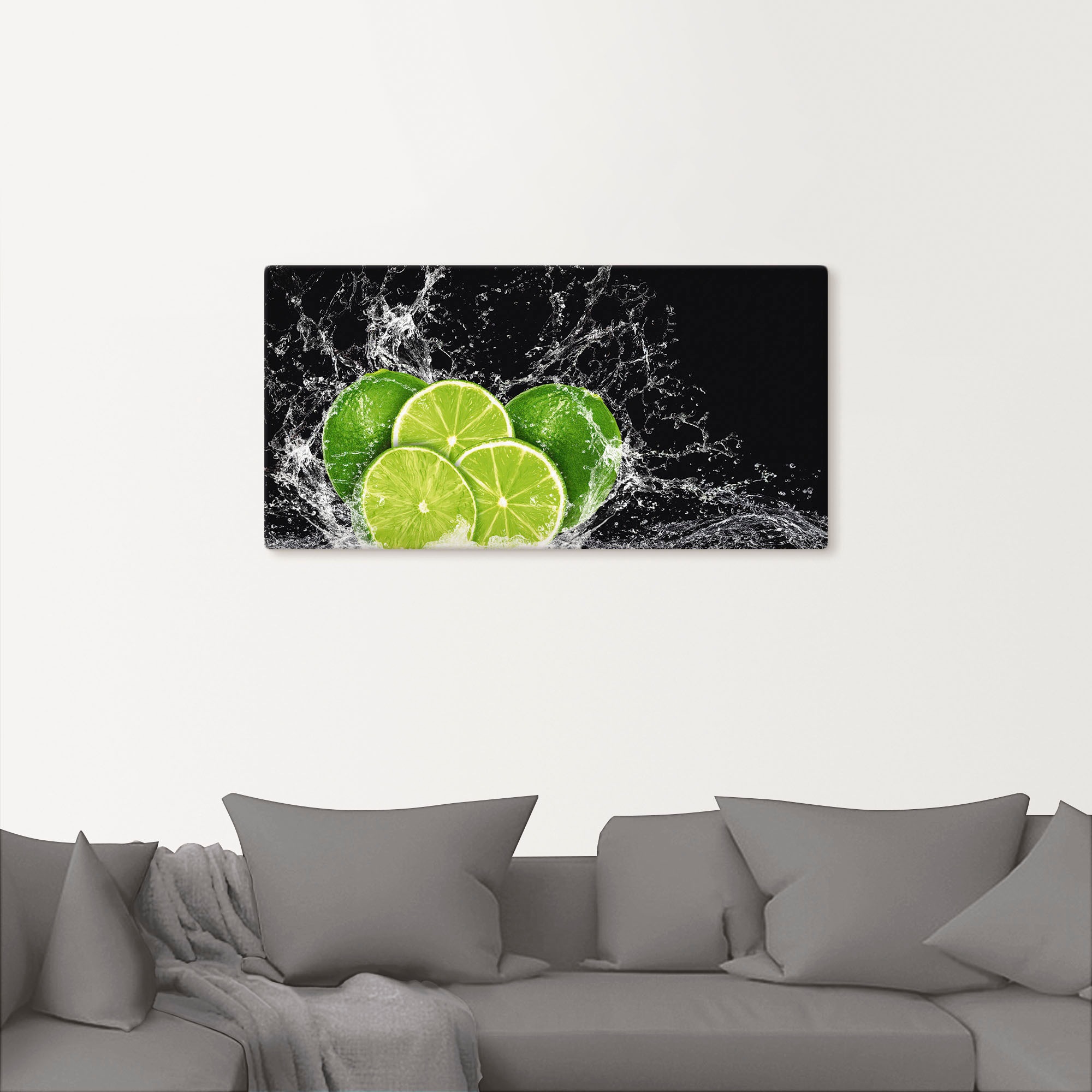 Thumbnail - Artland Wandbild "Limone mit Spritzwasser" Obst Bilder 1 Stk. tlg. als Leinwandbild, Poster, Wandaufkleber in verschied....