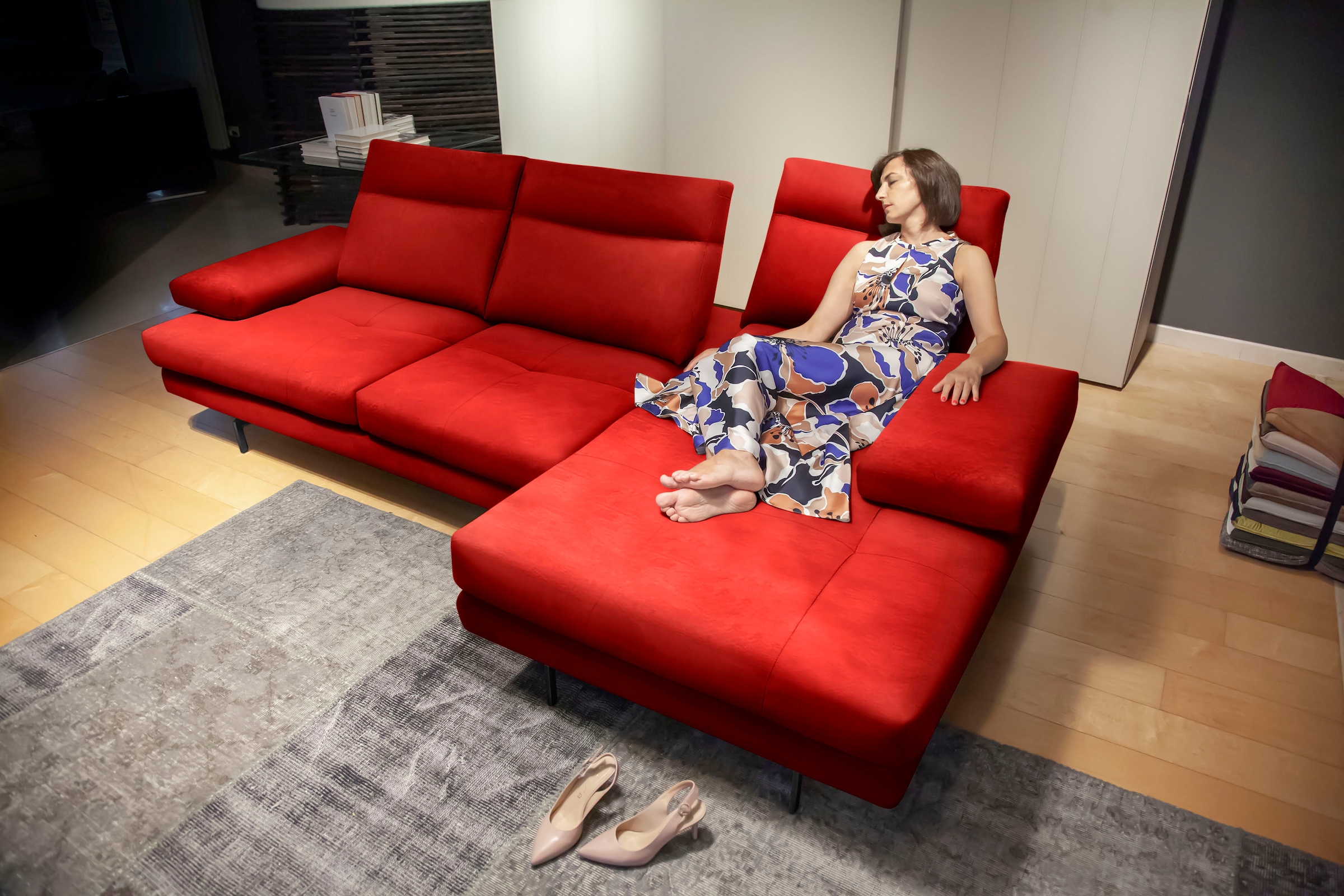 CALIA ITALIA Ecksofa "Toby Wing, B/T: 278/153 cm, Designsofa, Premium Sitzkomfort, L-Form" inklusive Sitztiefenverstellung, Füße in schwarz matt
