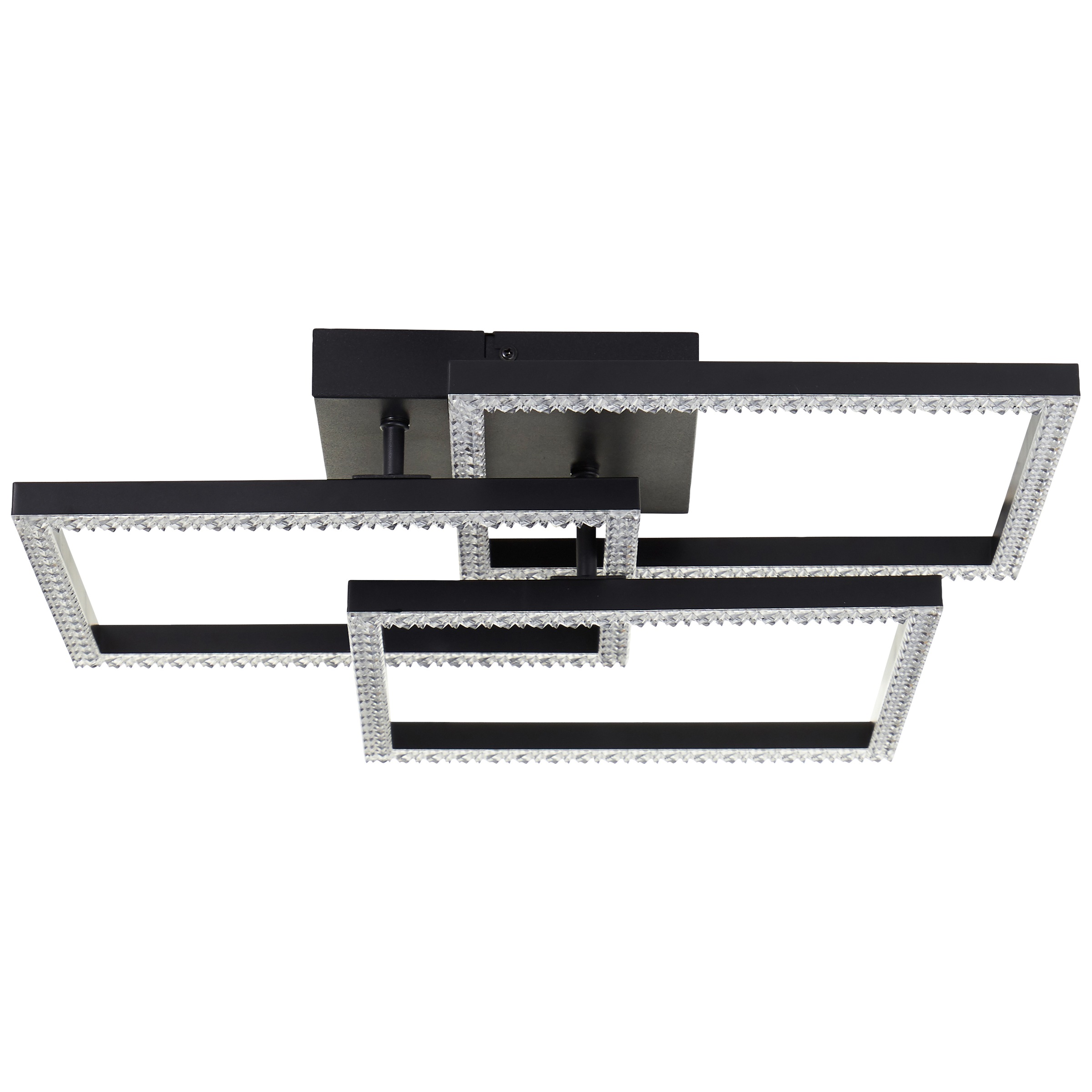 BRILLIANT LED Deckenleuchte "Ranni", H: 10cm, 1 Stk., schwarz, Wohnzimmer, Leuchten, 47 x 47, 3900 lm, 4000 K, Kristalloptik, schwenkbar, schwarz