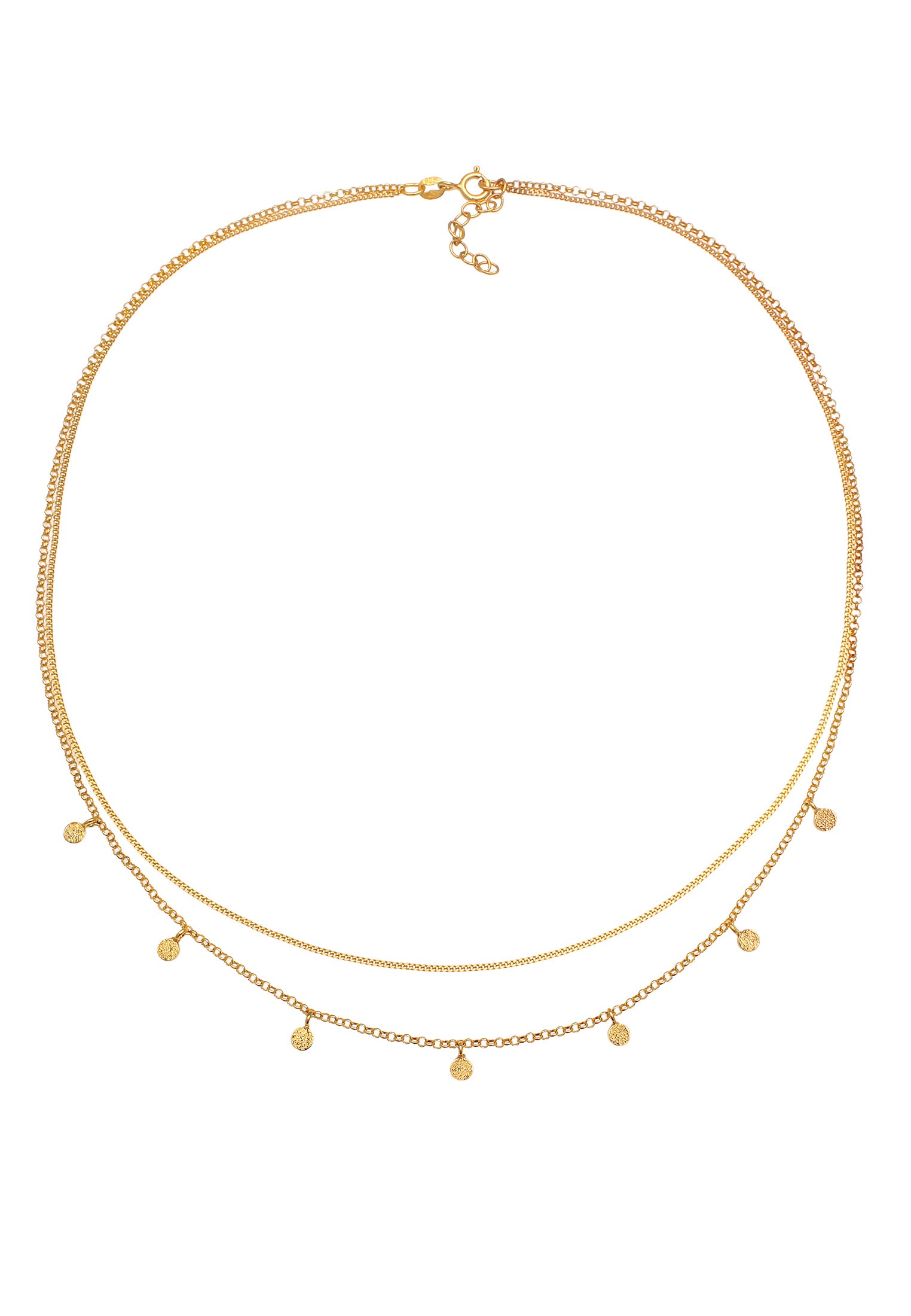 ELLI Layer Basic Mini Disc Chain Necklace Gold 42cm 2