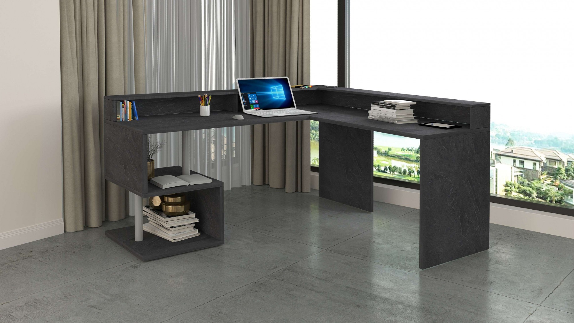 INOSIGN Eckschreibtisch »Esse, Schreibtisch im modernen Design«, mit oder ohne Monitoraufsatz Breite 180/160 cm, "Made in Italy"