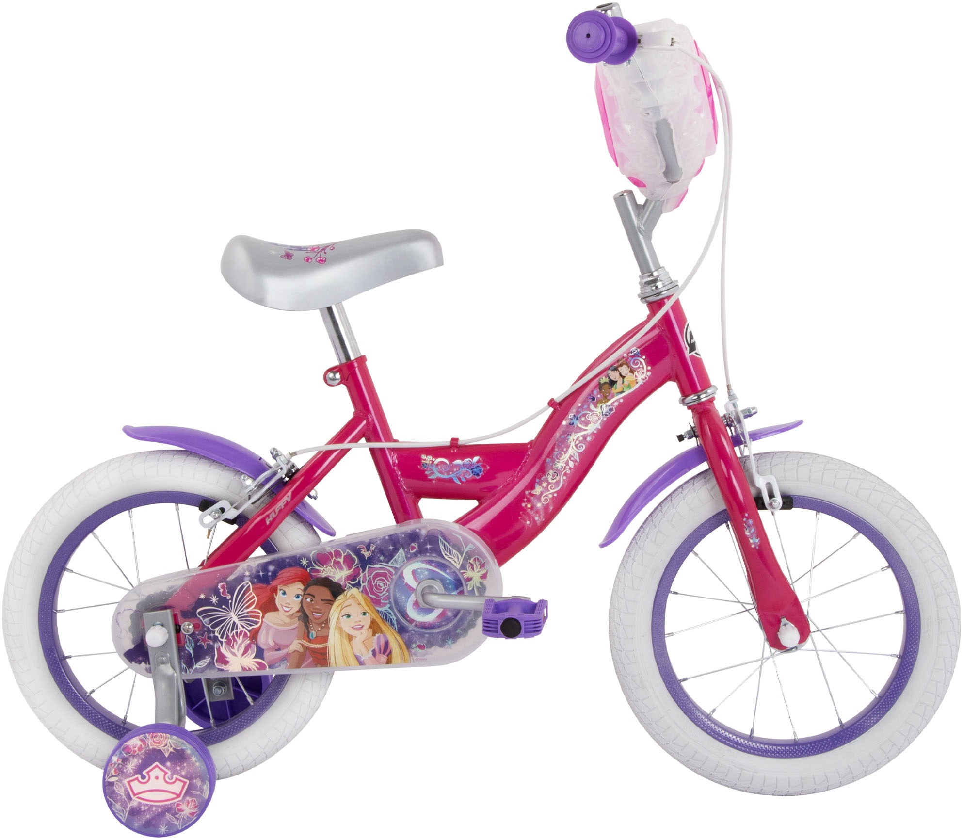 HUFFY Kinderfahrrad "Disney Princess 14-Zoll-Kinderfahrrad", 24cm, 14 Zoll (35,56cm) hinten: 14 Zoll (35,56cm)weiß, neutral, Fahrräder