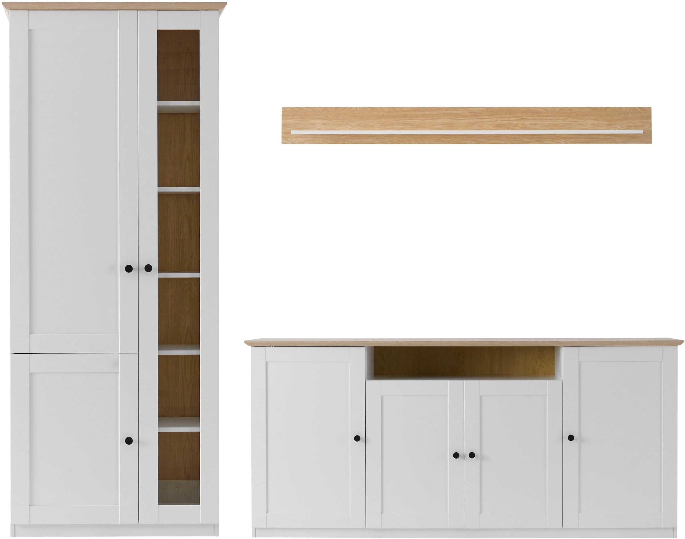 OTTO home Wohnwand »Brest, Anbauwand im Landhausstil, Komplettset, Wohnzimmer-Set« Set, 3 Stk. tlg.