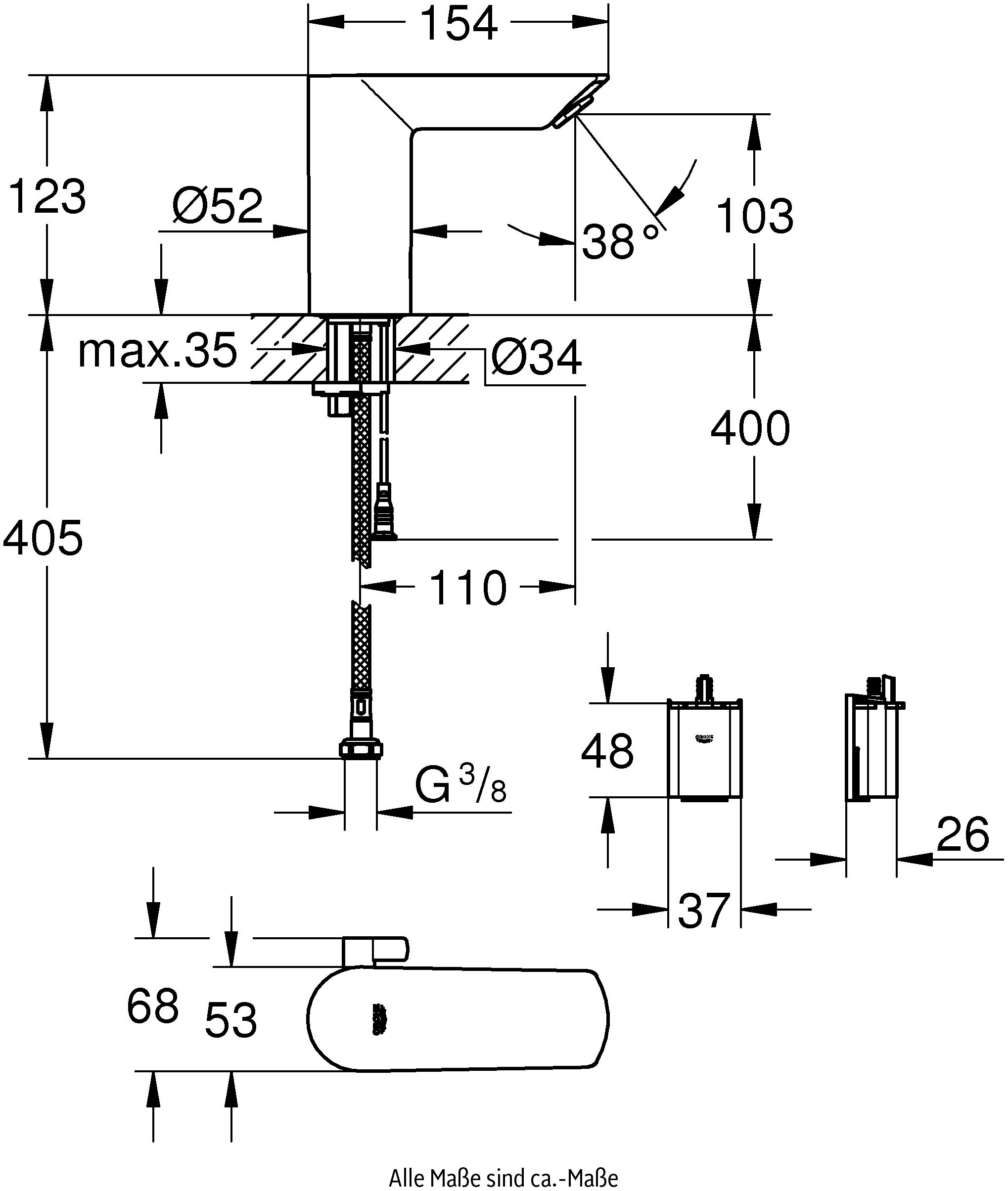 Grohe Elektrischer Wasserhahn »Bau«, langlebige Oberfläche