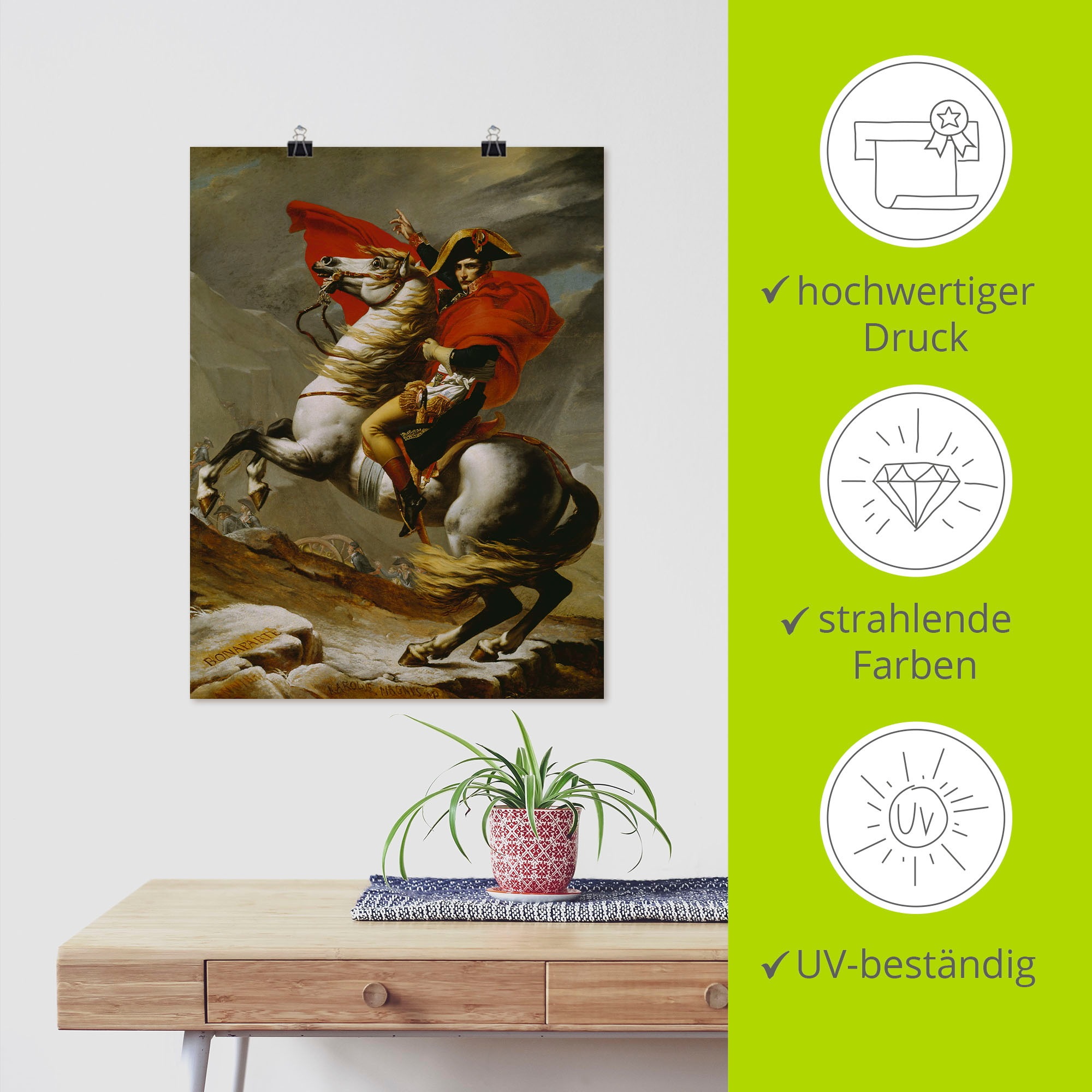Artland Wandbild »Napoleon bei der Überquerung der Alpen.«, Menschen, (1 St.), als Leinwandbild, Poster in verschied. Größen