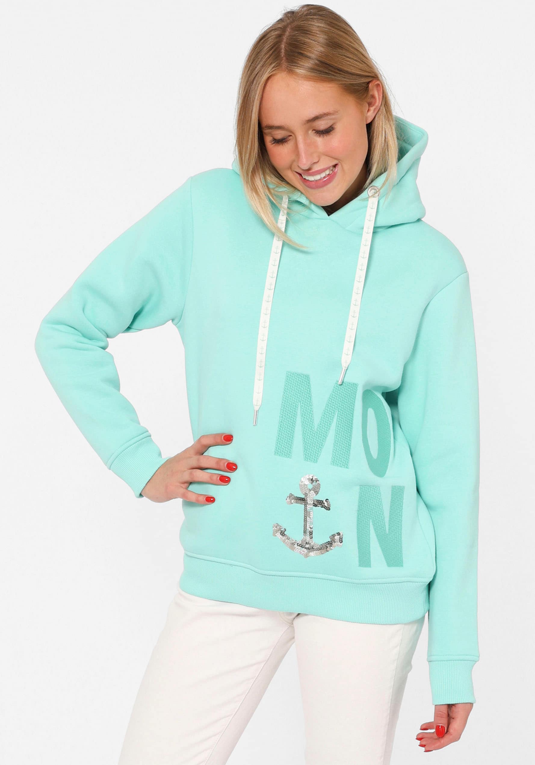 Zwillingsherz Hoodie ""Paillette MOIN"", mit Paillettenanker und gesticktem günstig online kaufen