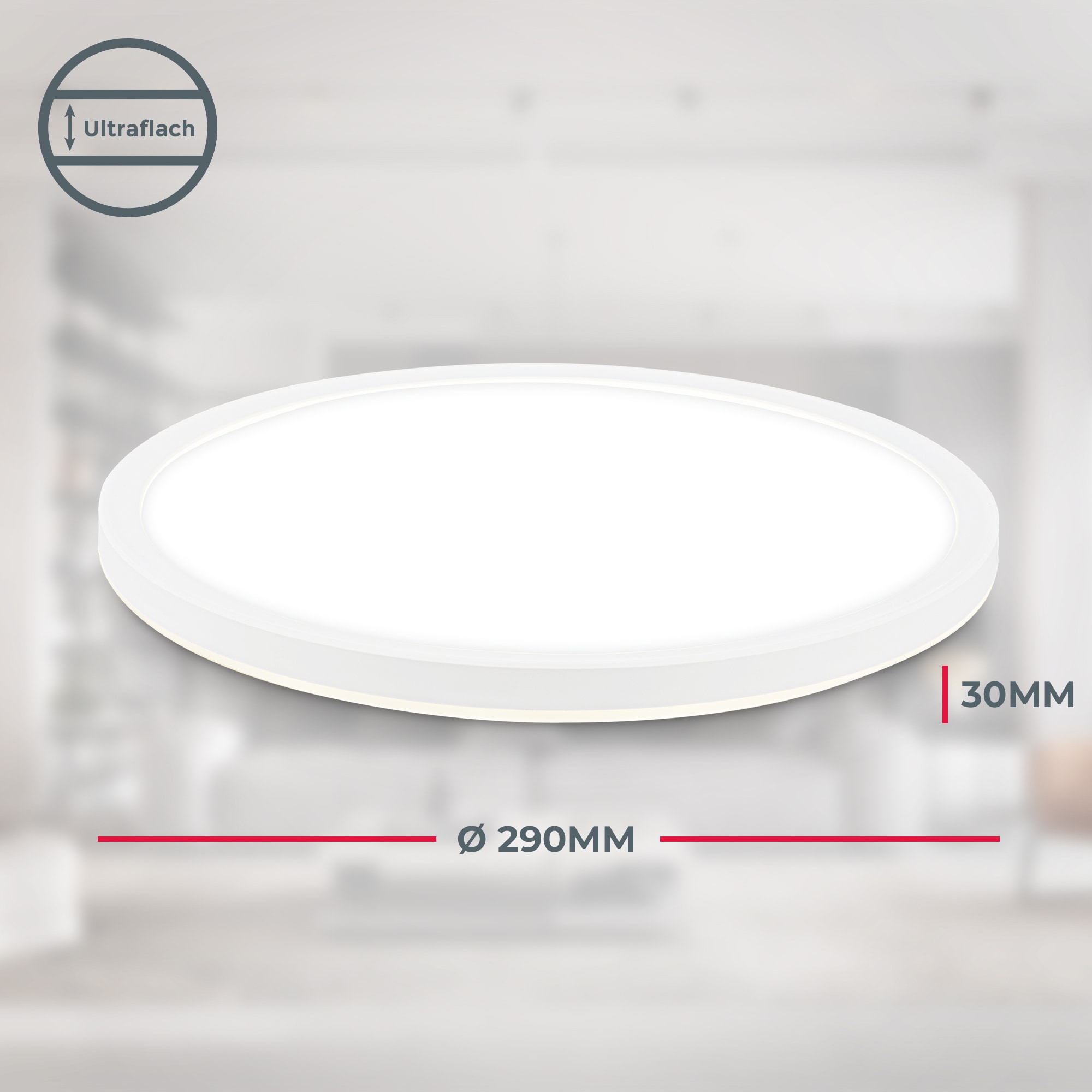 B.K.Licht LED Deckenleuchte »BKL1604 Ultraflache LED Badleuchte, mit Microwavesensor, IP44«, 1 flammig, Leuchtmittel LED-Modul | LED fest integriert, 4.000K, 2.400 Lm, 18W, indirekte Hintergrundbeleuchtung, ⌀29cm, Weiß