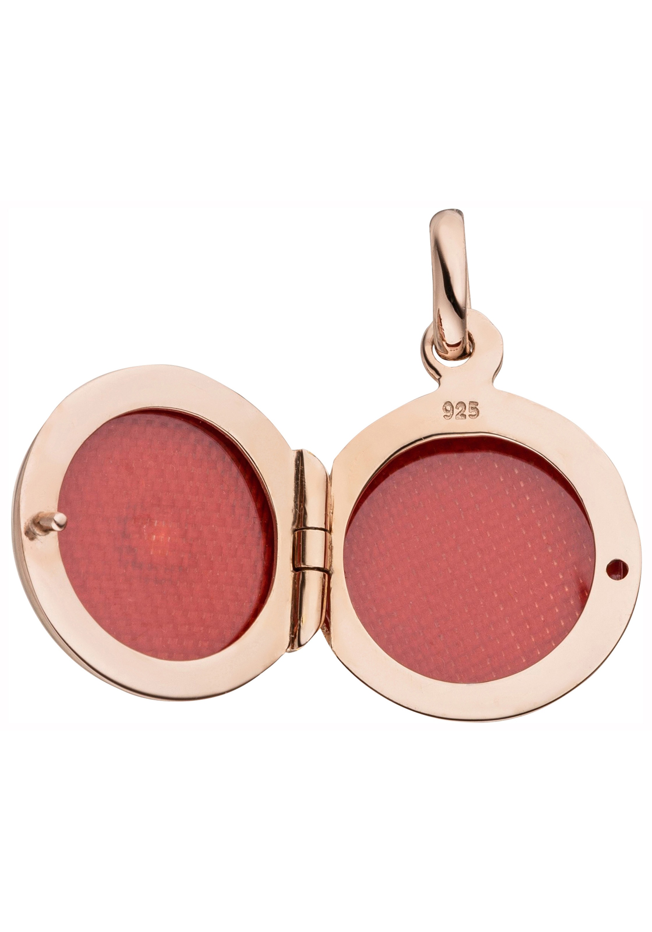 JOBO Medallionanhänger »Anhänger Medaillon«, 925 Silber roségold vergoldet mit Zirkonia