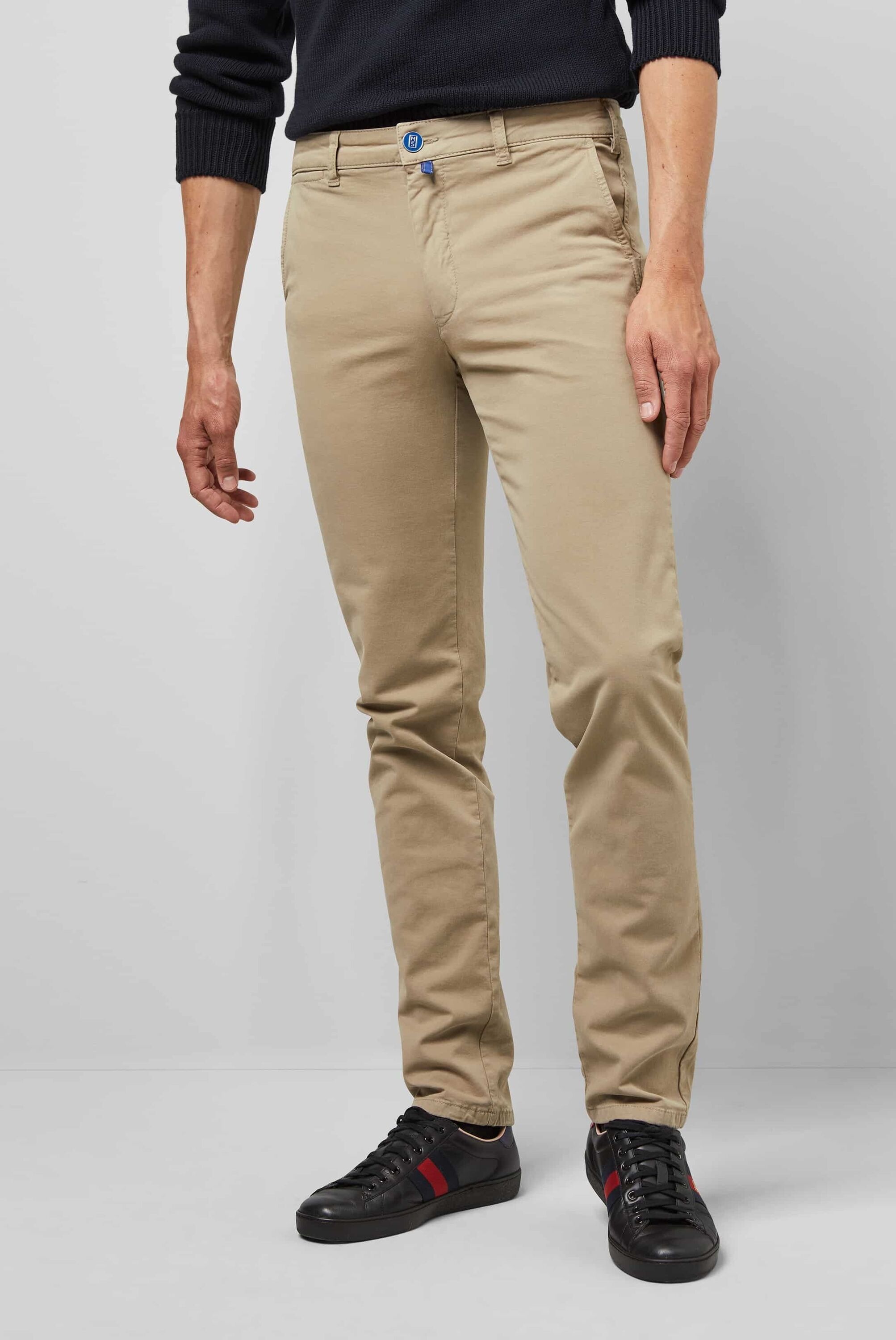 Chinos MEYER "M5 Chino", Herren, Gr. 34, Länge 32, braun (hellbraun), 98% Baumwolle, 2% Elasthan, unifarben, regular fit lang, Hosen, M5 Chino im unifarbenen Design