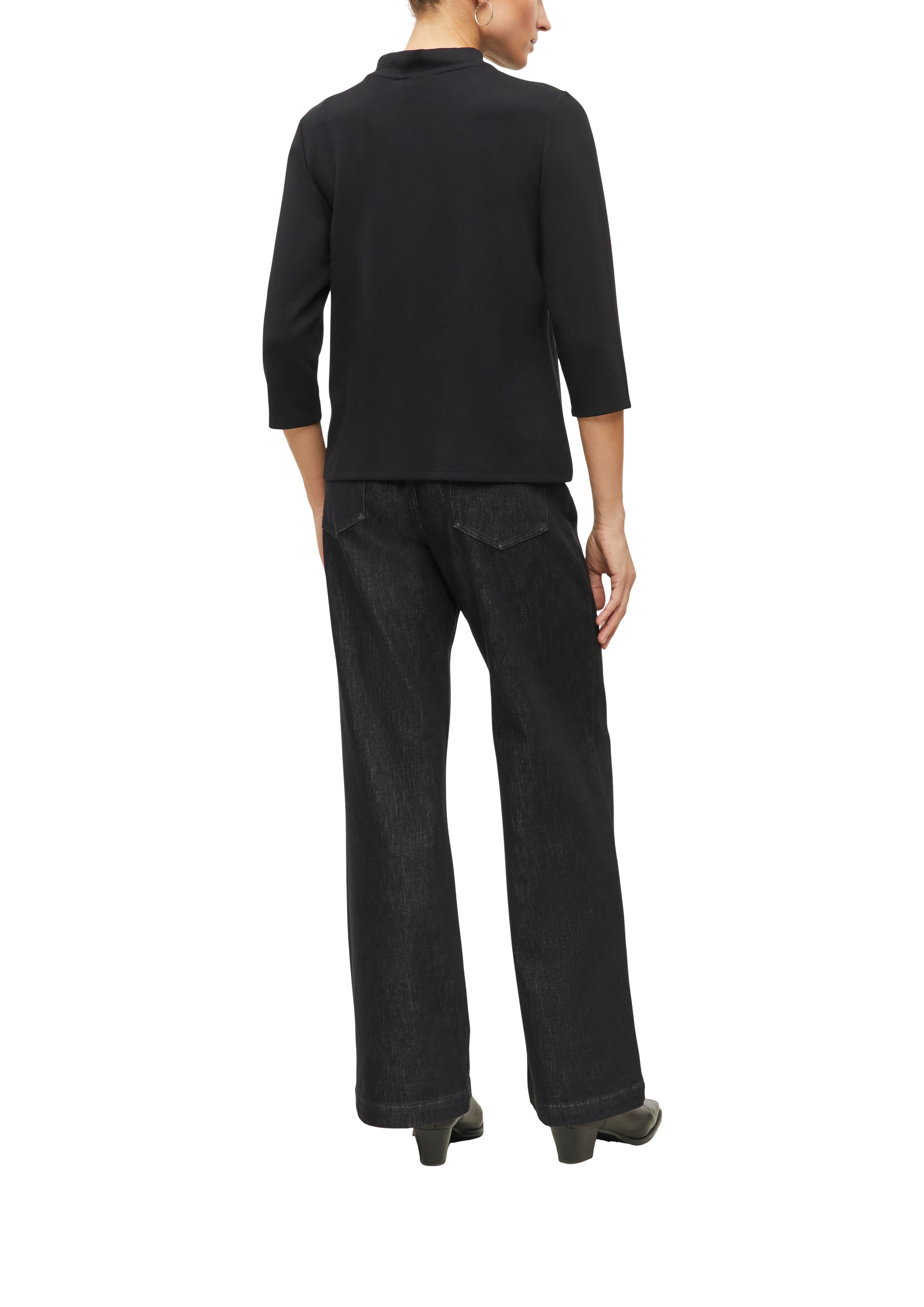 s.Oliver BLACK LABEL 3/4-Arm-Shirt mit Rundhals und Pailletten / Stretch