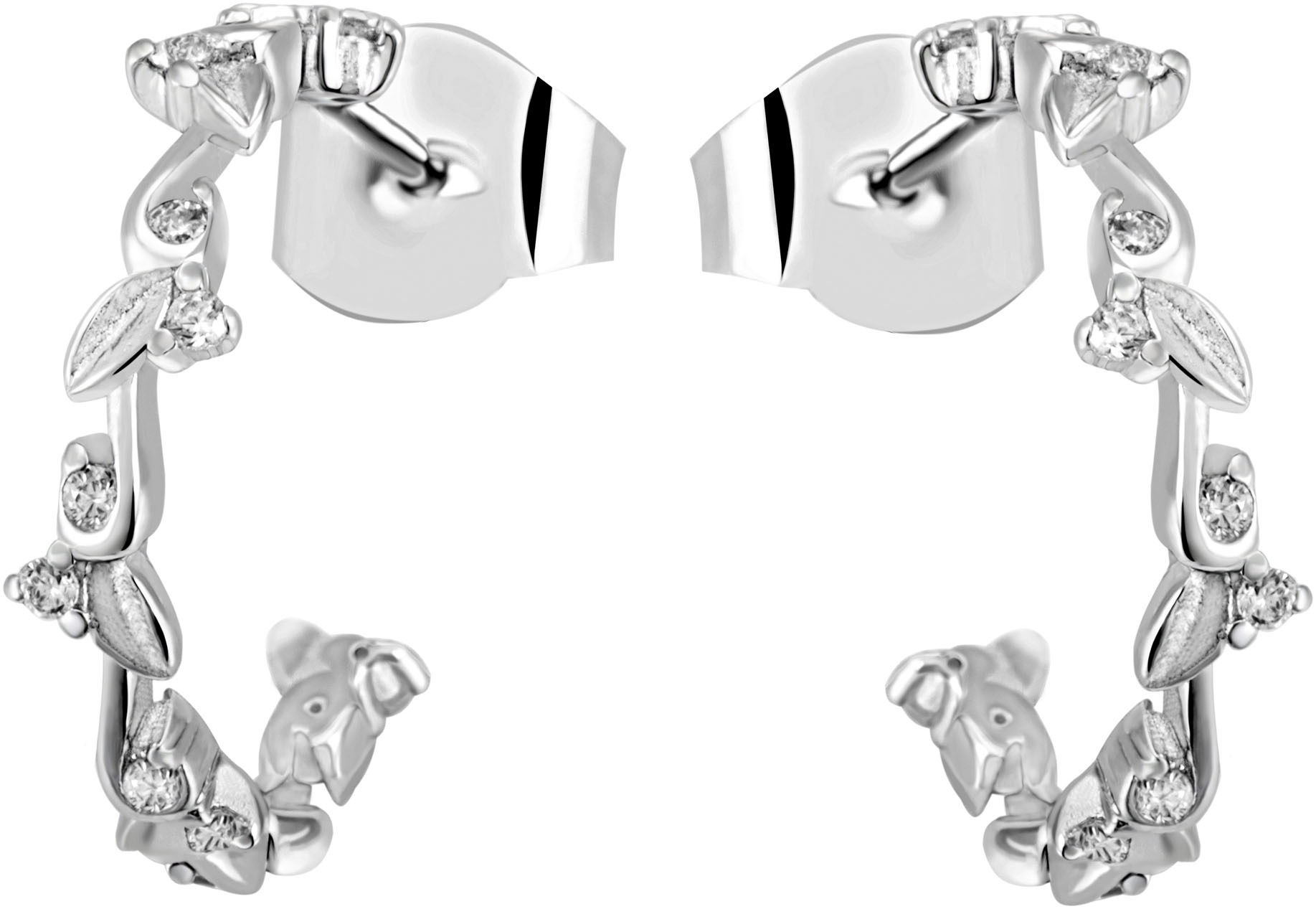 Paar Creolen FIRETTI "Schmuck Geschenk Silber 925 Ohrschmuck Ohrringe", silber (silberfarben, kristallweiß, kristallweiß), Ohrringe, Damen, Silber 925 (Sterlingsilber), mit Zirkonia (synth.)