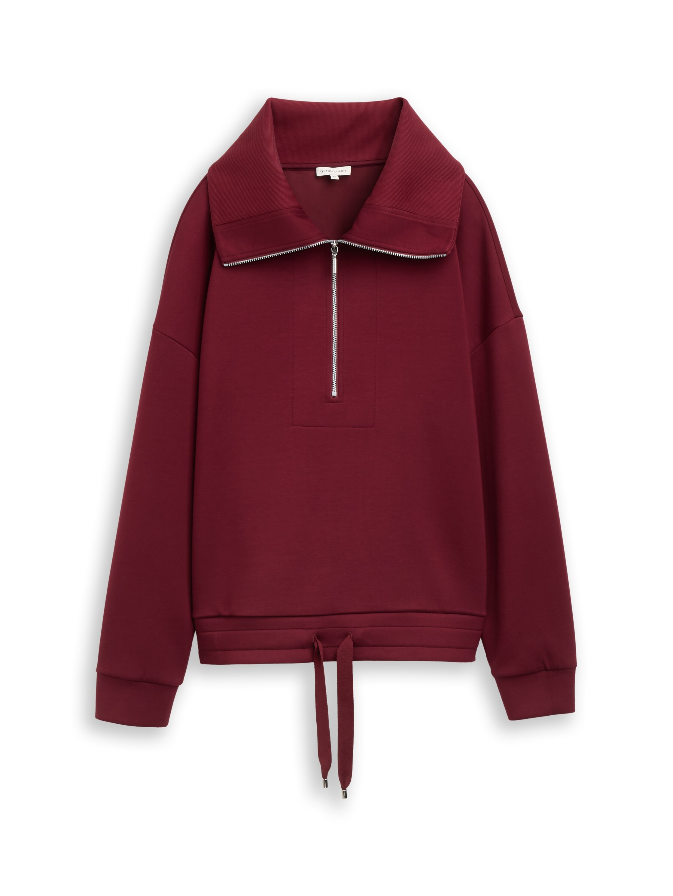 TOM TAILOR Sweatshirt »Regular«, Großer Kragen mit dekorativem Metallreißverschluss / Tunnelzug am Saum

