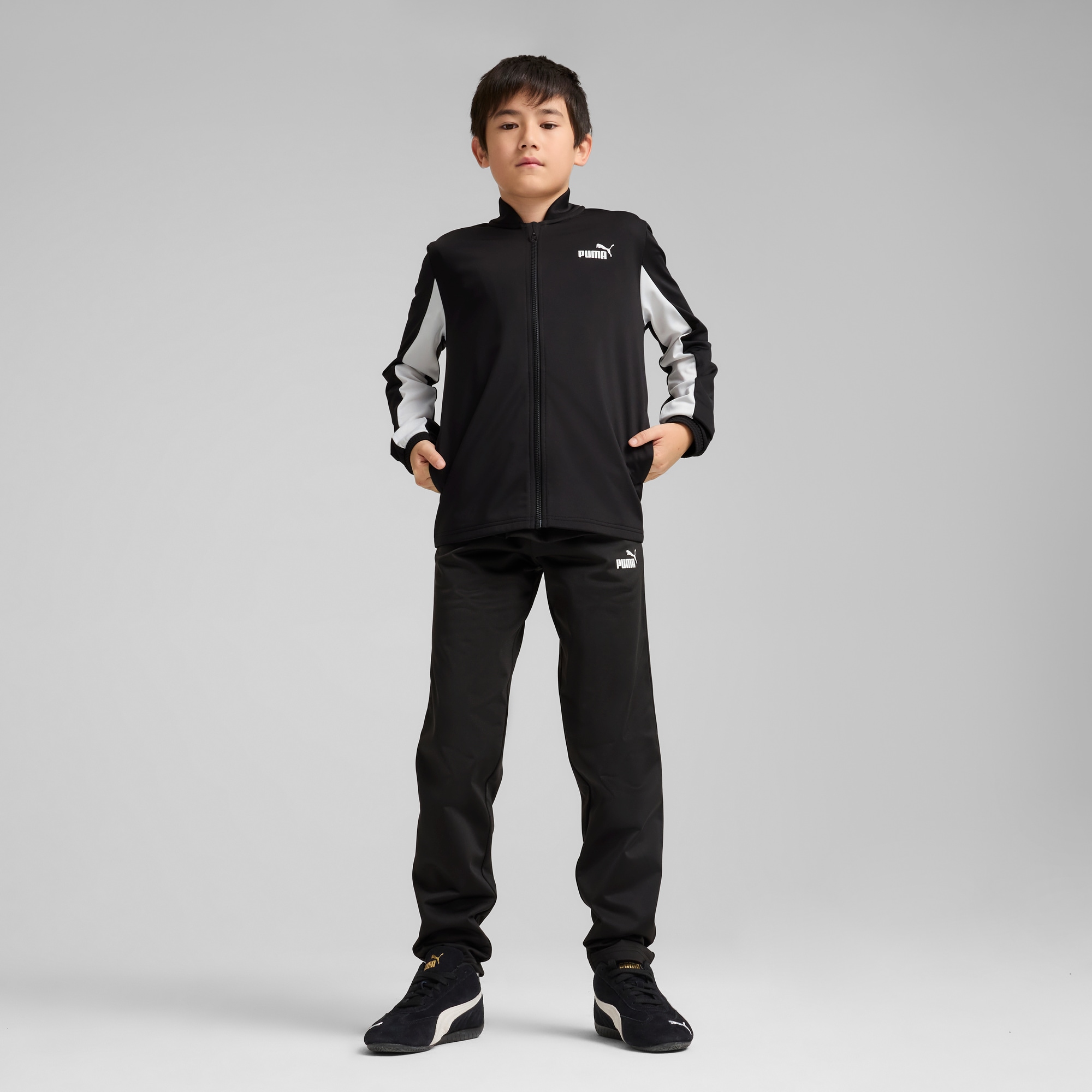 PUMA Trainingsanzug "POLY BASEBALL SUIT B" 2 Stk. 2-teilig, Jacke mit Stehkragen, mit Logo-Gummiprints