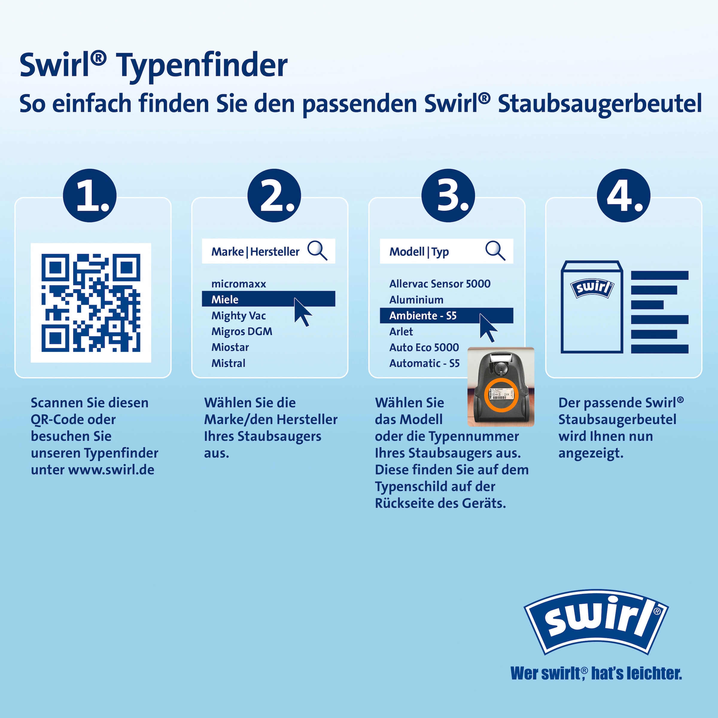 Swirl Staubsaugerbeutel »S 62«, (Packung), 4er- Pack