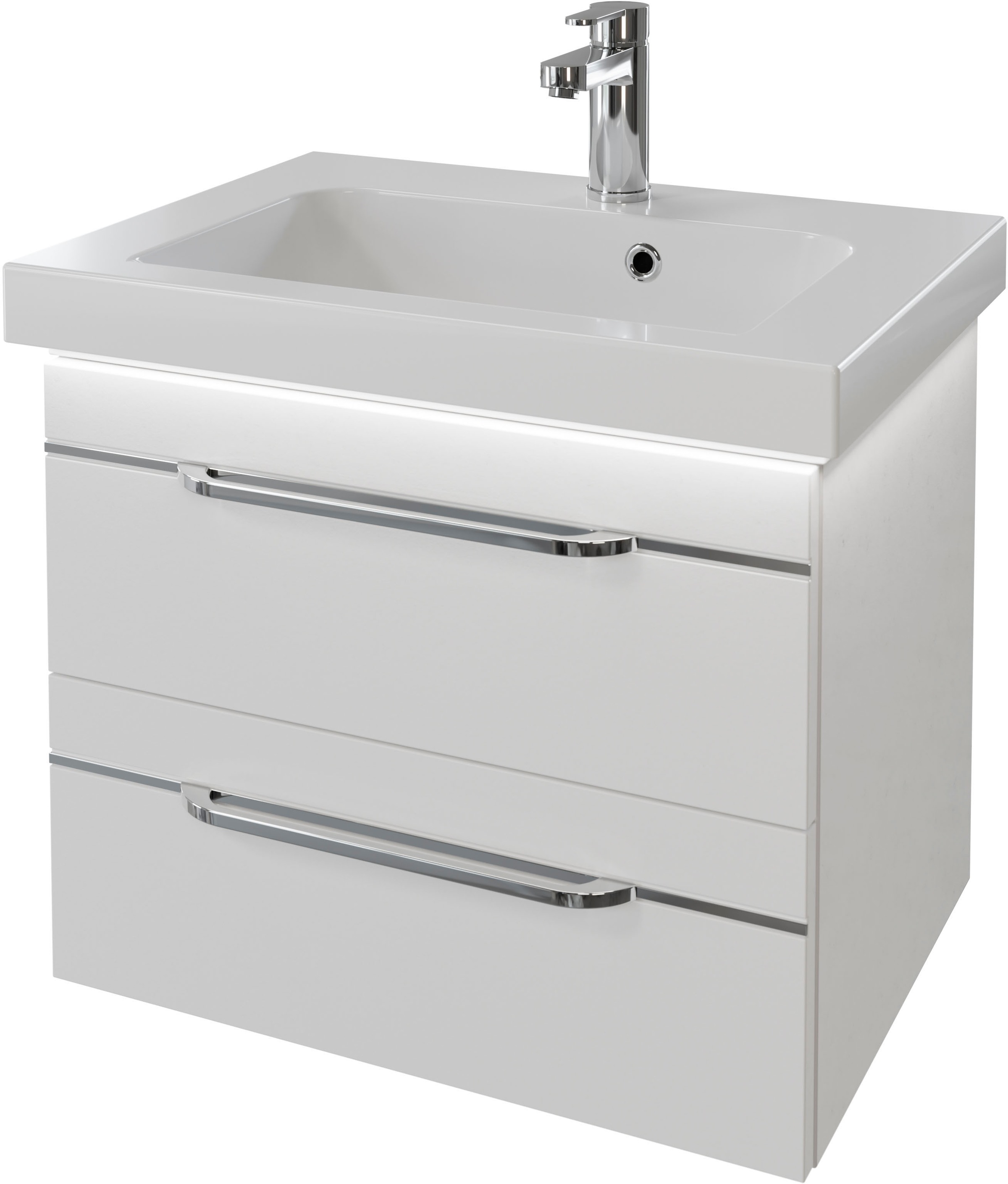 Saphir Badmöbel-Set »Balto 2-teilig Mineralmarmor-Waschtisch mit LED-Spiegel, Waschplatz«, (2 St.), 64,4 cm breit, mit 2 Schubladen, Badschrank inkl. Schubladendämpfer