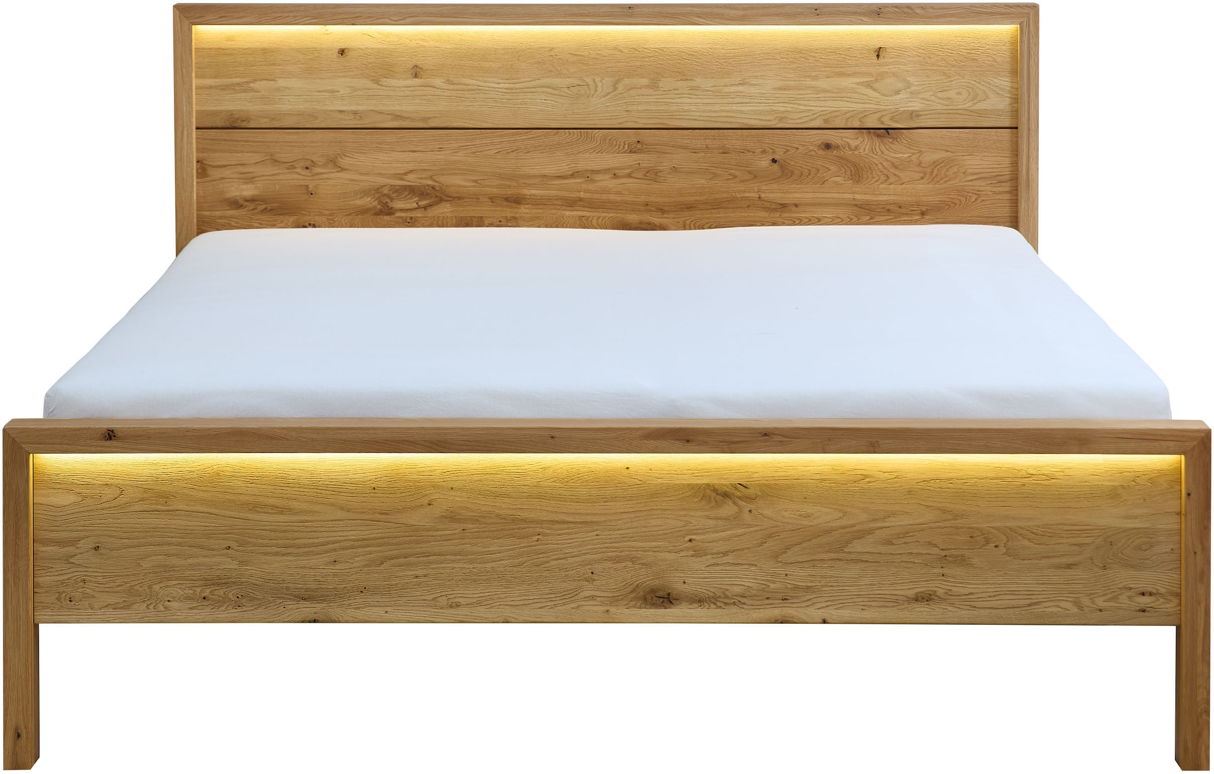 Home affaire Massivholzbett »Ambroise aus Wildeiche« inkl. LED-Beleuchtung, wahlweise auch in Überlänge erhältlich