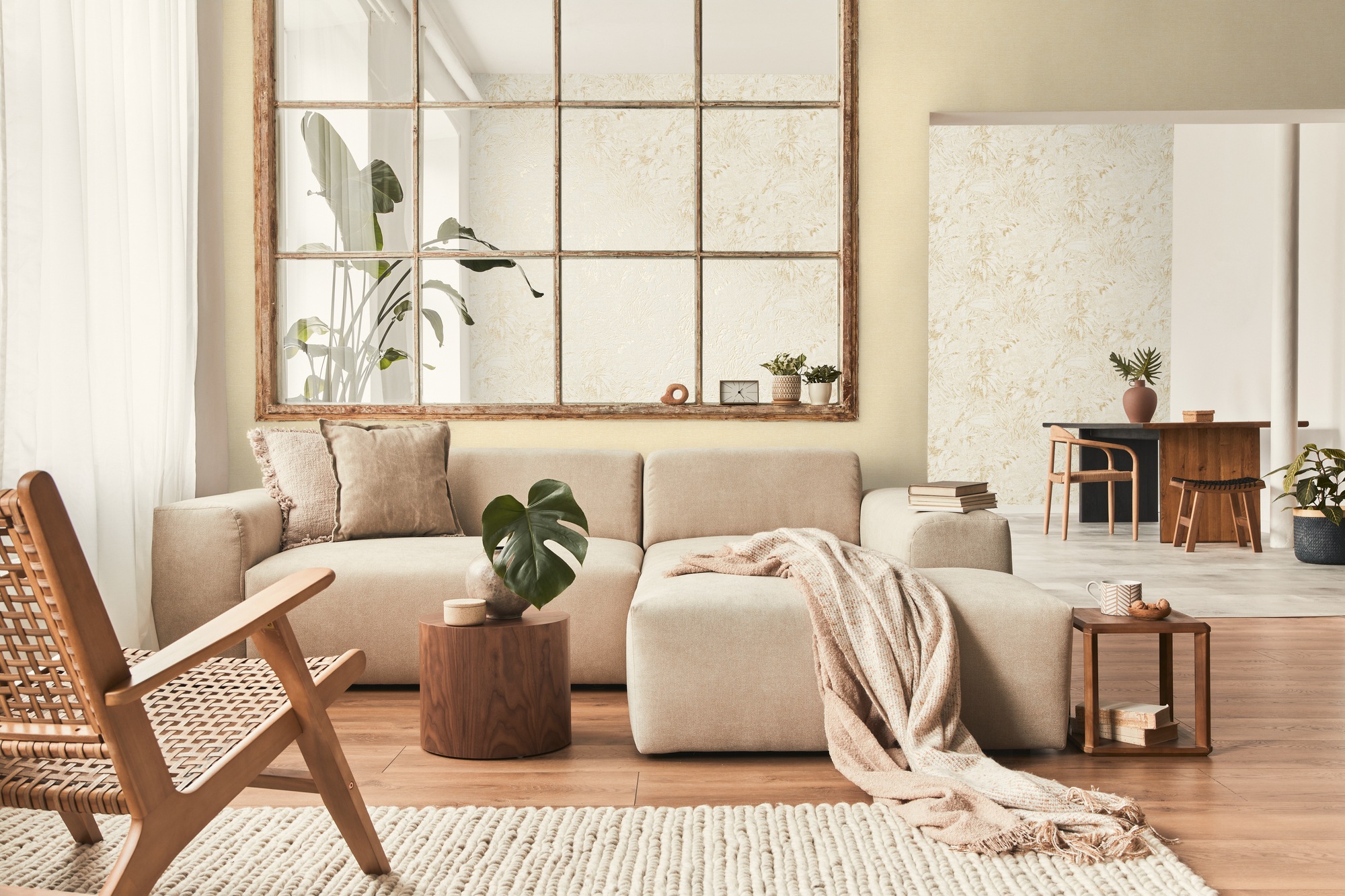 living walls Vliestapete »Smart Surfaces Natur-Tapete Mustertapete Floral Natur«, leicht glänzend, Vliestapete Dschungel für Schlafzimmer Küche Wohnzimmer Natur Design