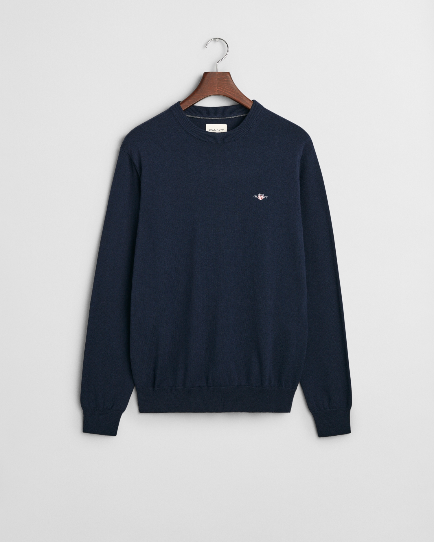 Gant Rundhalspullover "CTN/WO C-NECK", mit Logostickerei günstig online kaufen