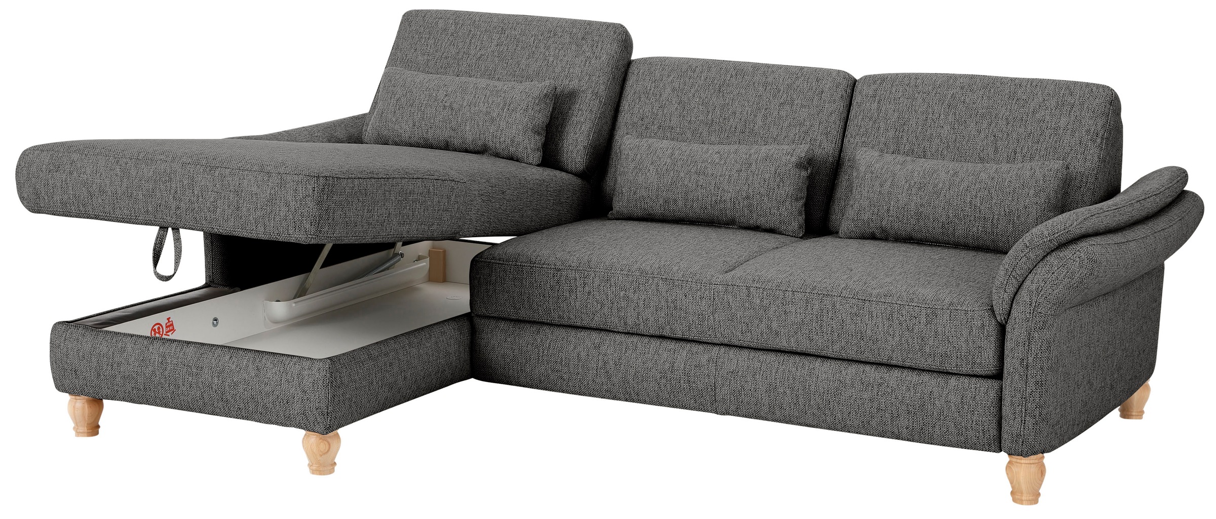 Home affaire Ecksofa »Palace L-Form«, incl. Sitztiefenverstellung, wahlweise mit Bettfunktion und Stauraum