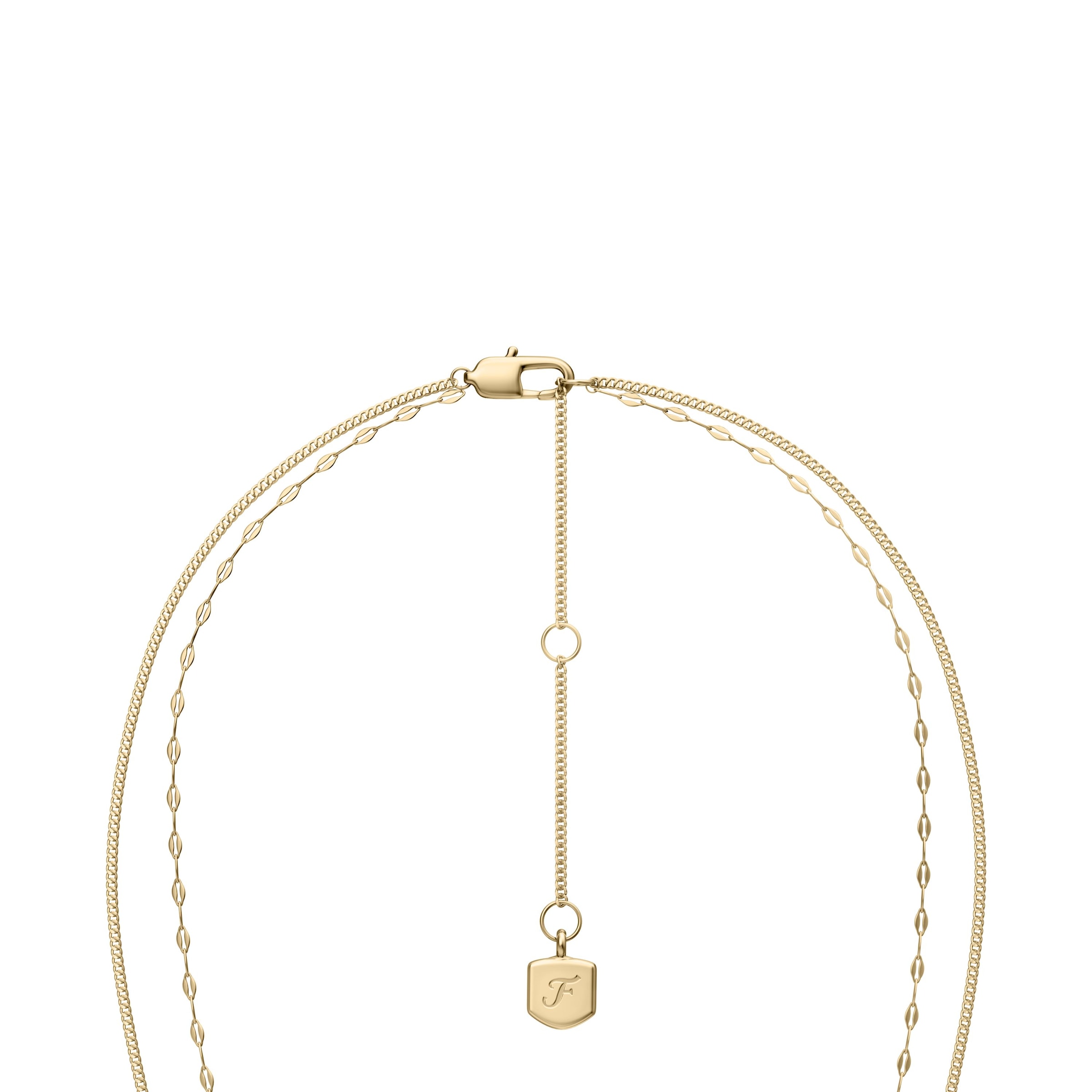 Fossil Kette mit Anhänger »Schmuck Geschenk Edelstahl Halskette Layering Blume Sutton« mit Glasstein - mit Perlmutt