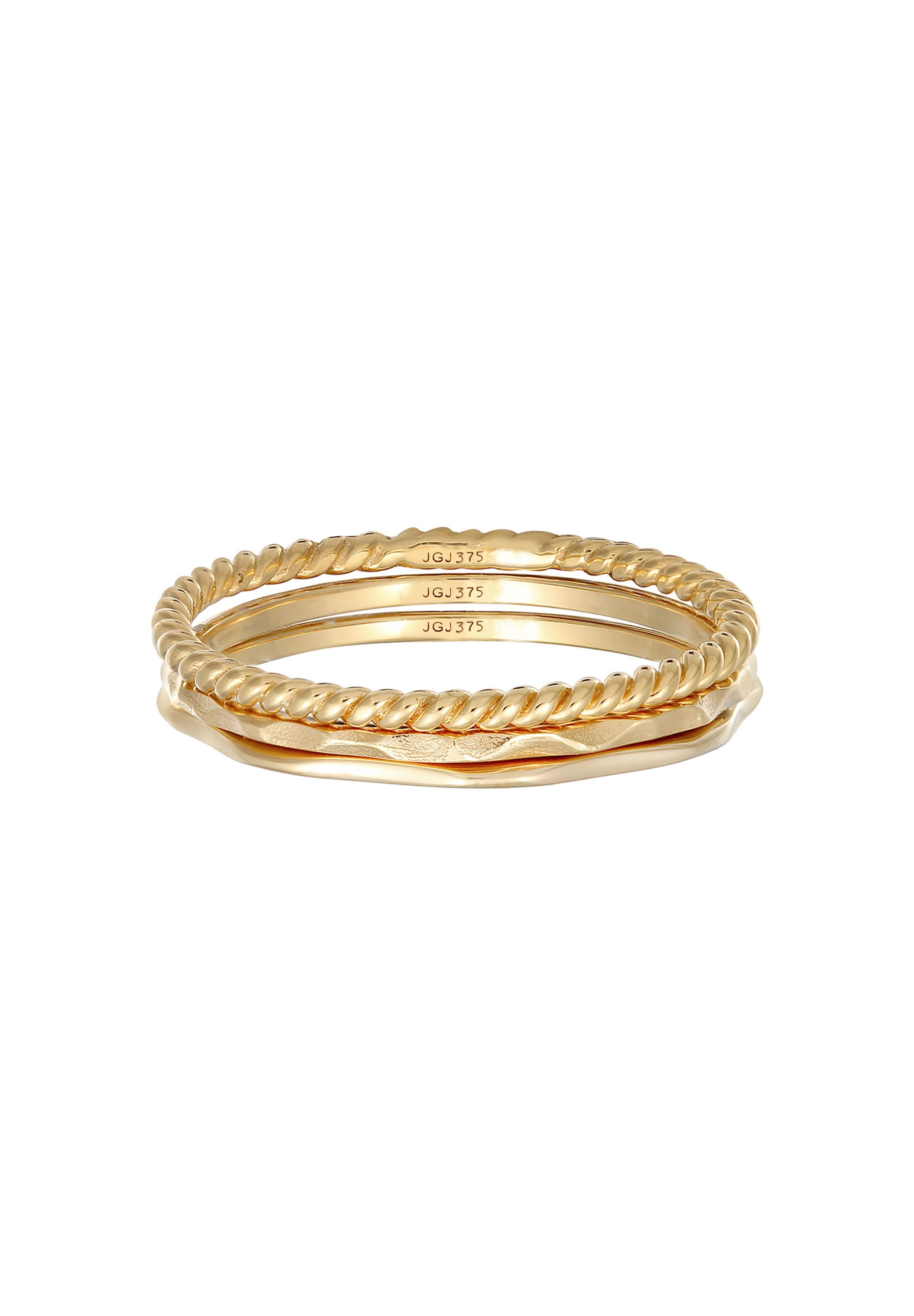Elli Premium Ring-Set »Ring Stapelringe Stacking Bandring 3er Set 375 Gelbgold«