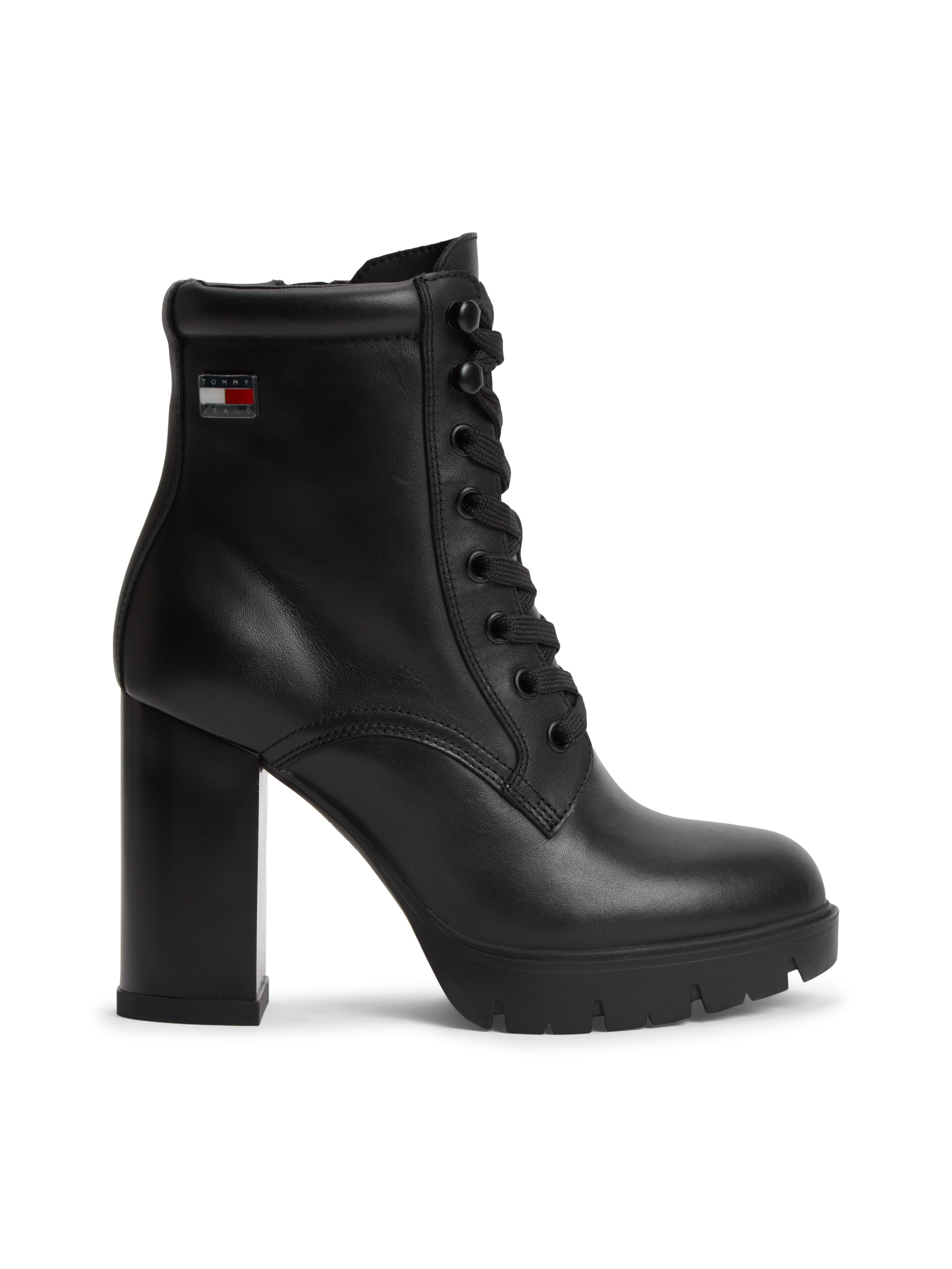 Tommy Jeans High-Heel-Stiefelette »TJW LACE UP HIGH HEEL BOOTS«  Blockabsatz, Schnürstiefelette mit Logoflag