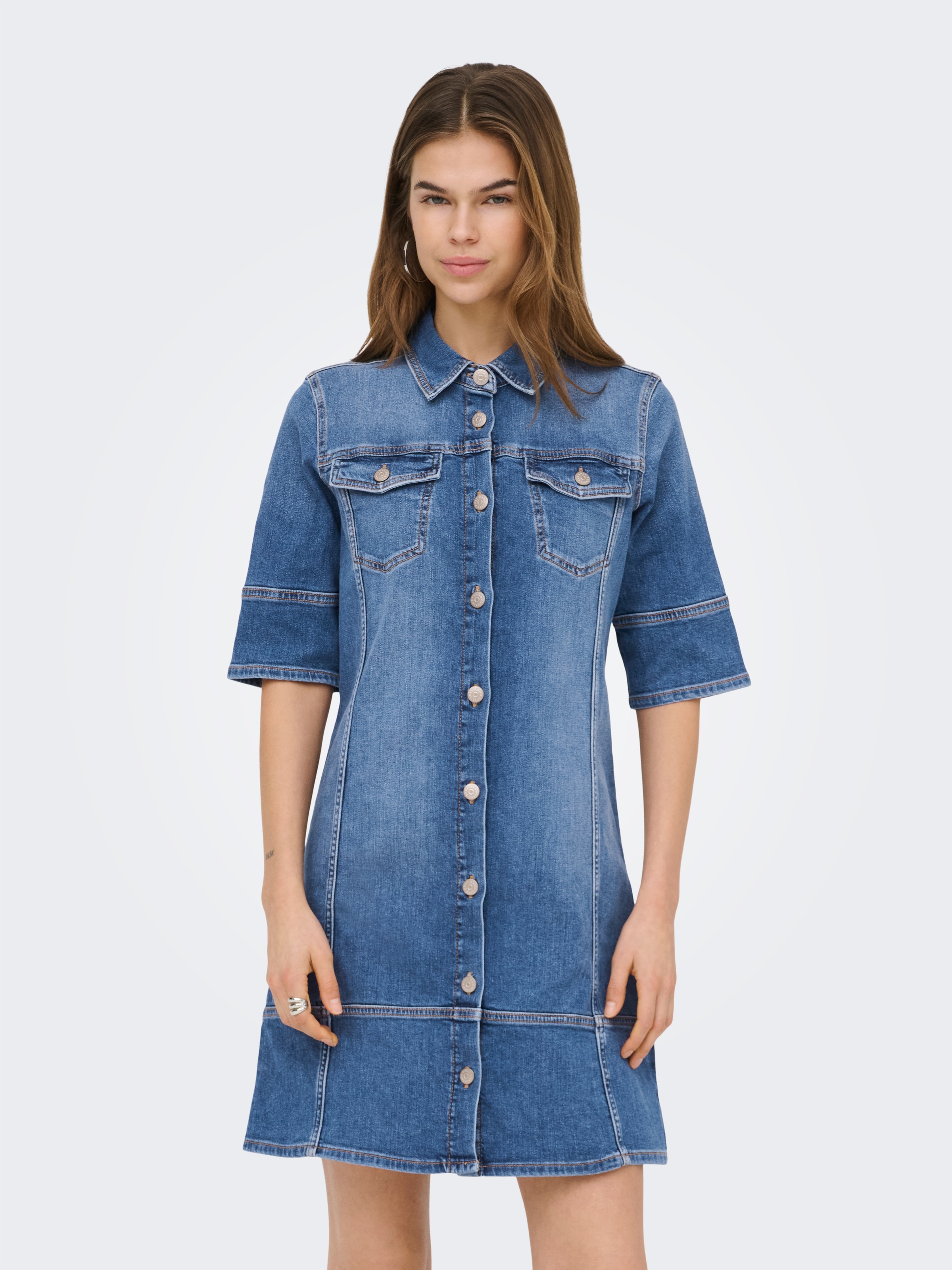 ONLY Jeanskleid "ONLKATERINA 2/4 SHORT DNM DRESS AKM" in A-Linien Form günstig online kaufen