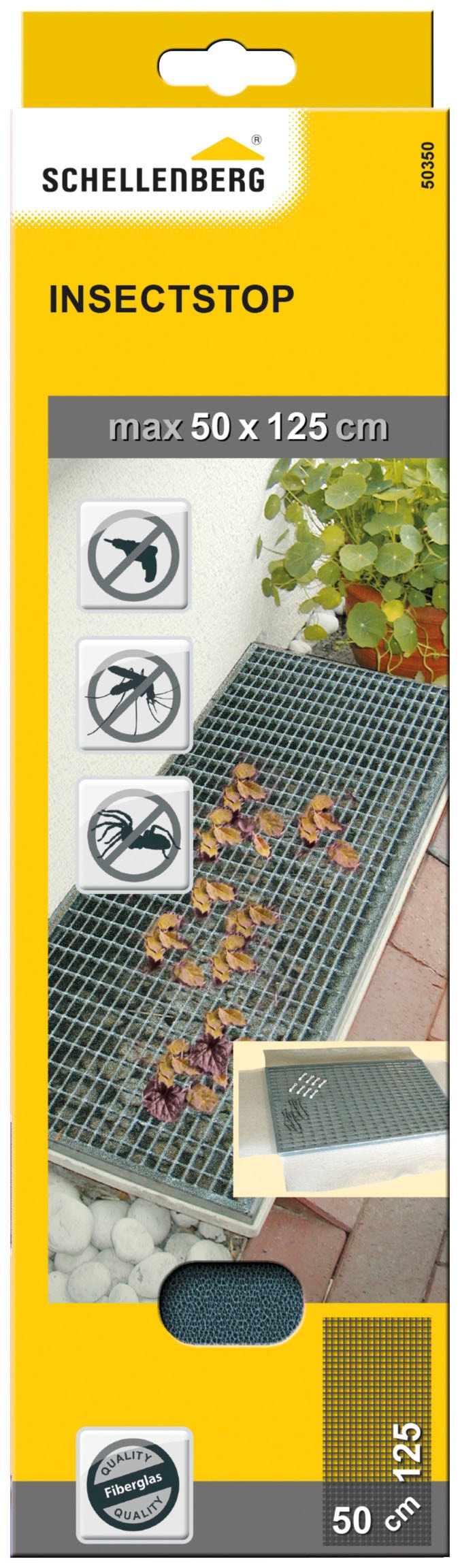 SCHELLENBERG Lichtschachtabdeckung "aus Fiberglasgewebe inkl. Befestigungsmaterial, ohne Rahmen" Set, 1 Stk. tlg. Lichtschacht zur Kellerschachtabdeckung, 50 x 125 cm, anthrazit