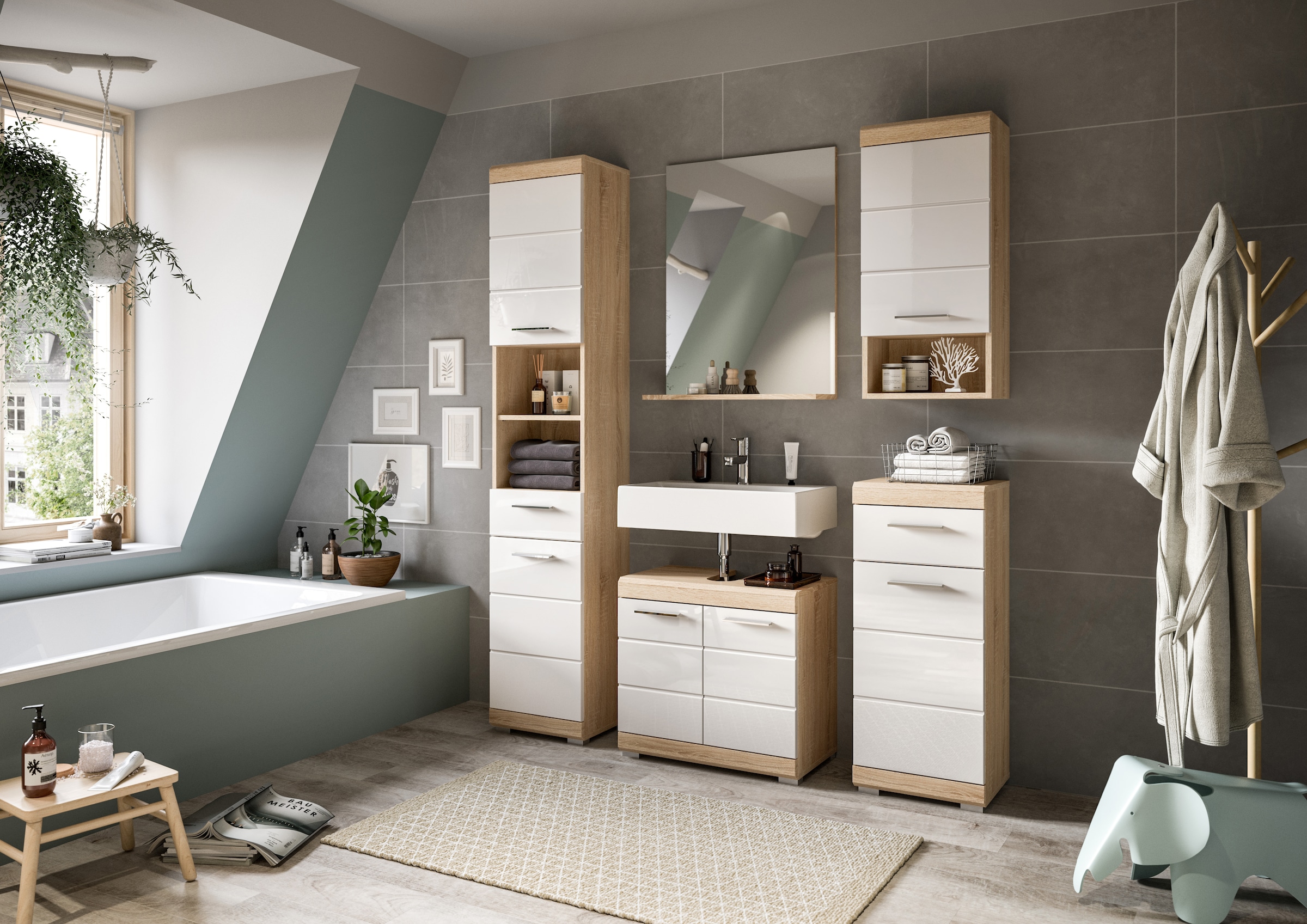 INOSIGN Badspiegel »Siena, Breite 60cm, 1 Ablageboden, hochwertiges Spiegelglas«, in verschiedenen Farben erhältlich, Badmöbel, Spiegel, Badezimmer