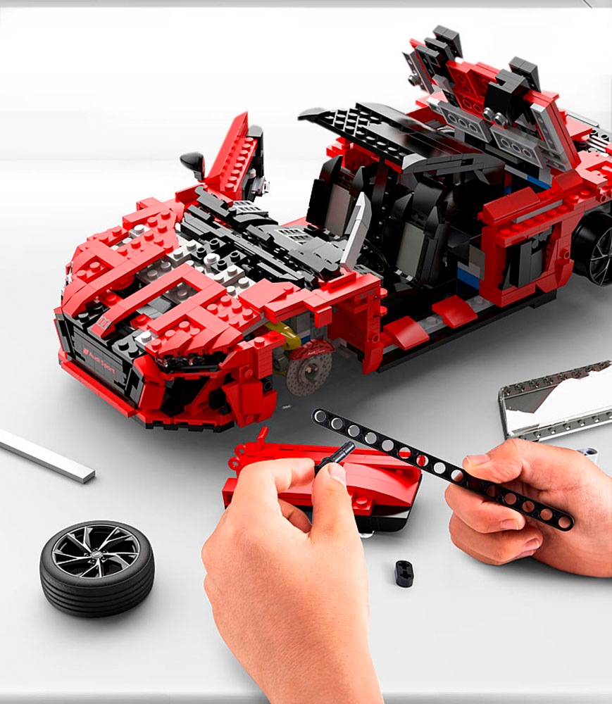Jamara Konstruktions-Spielset »Audi R8 Spyder 1:14 rot Bricks«, (1440 St.), Maßstab 1:14, offiziell lizensiert
