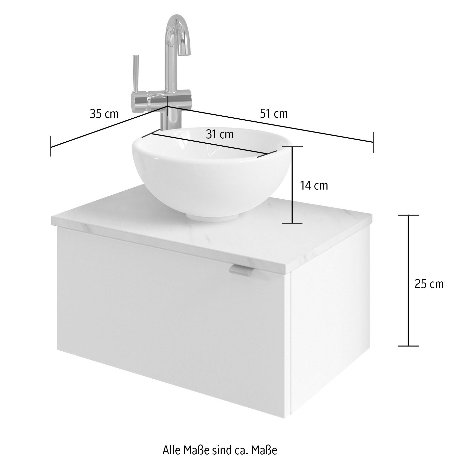 Saphir Badmöbel-Set »Serie 6915«, (4 St.), Gäste-Bad, 51 cm breit, mit LED-Spiegel und 1 Tür