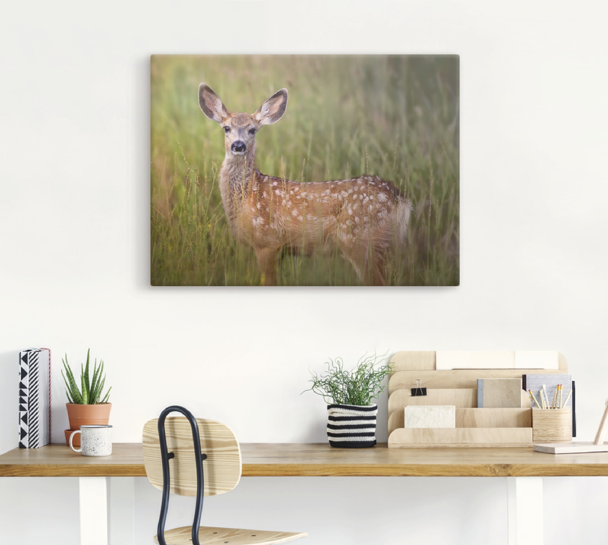 Artland Leinwandbild "Hirsch Beobachtung IV", Wildtiere, (1 St.), auf Keilr günstig online kaufen