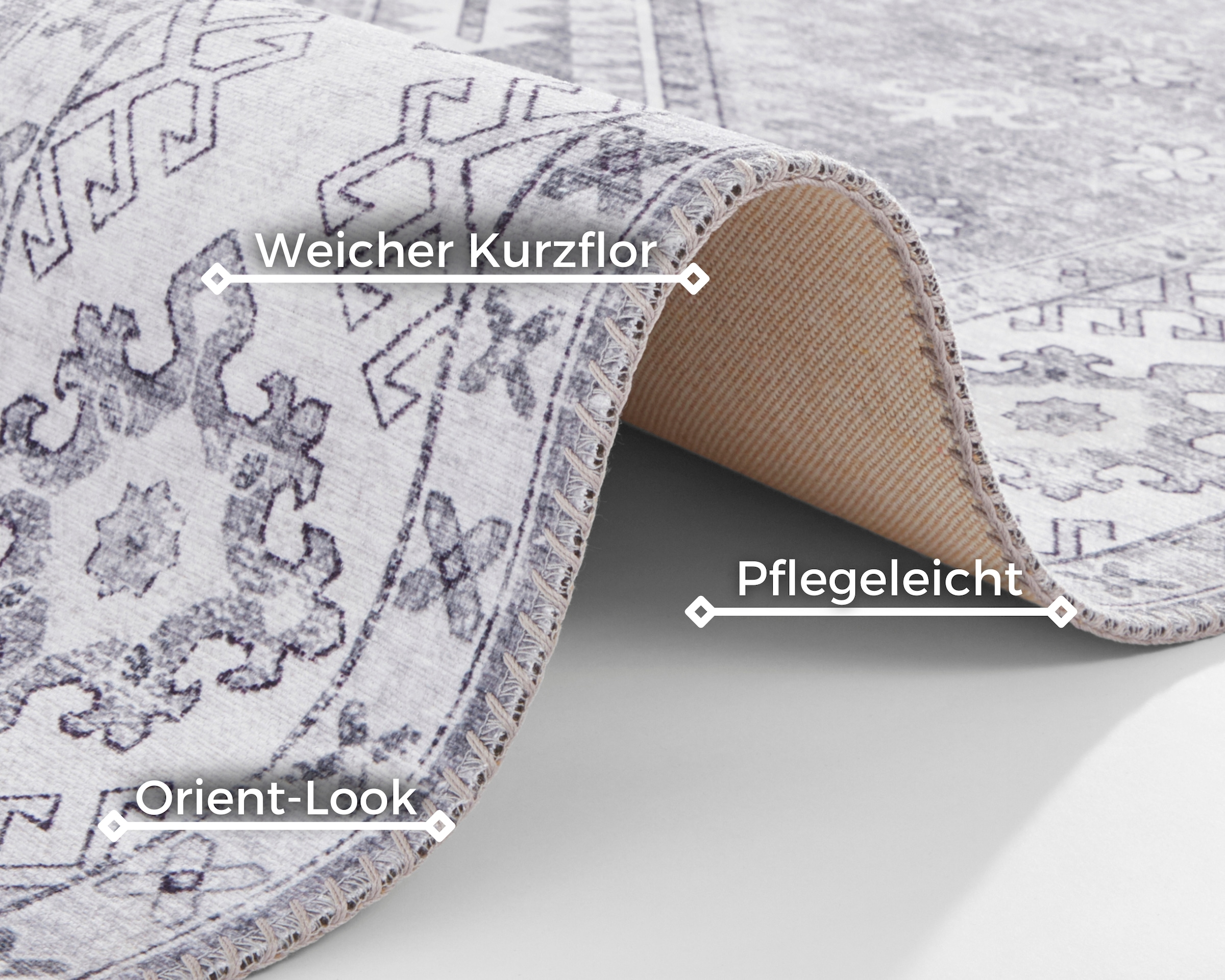 NORTHRUGS Teppich »Gratia«, rechteckig, 5 mm Höhe, Orientalisch, Vintage, Flachgewebe, Läufer, Wohnzimmer, Schlafzimmer