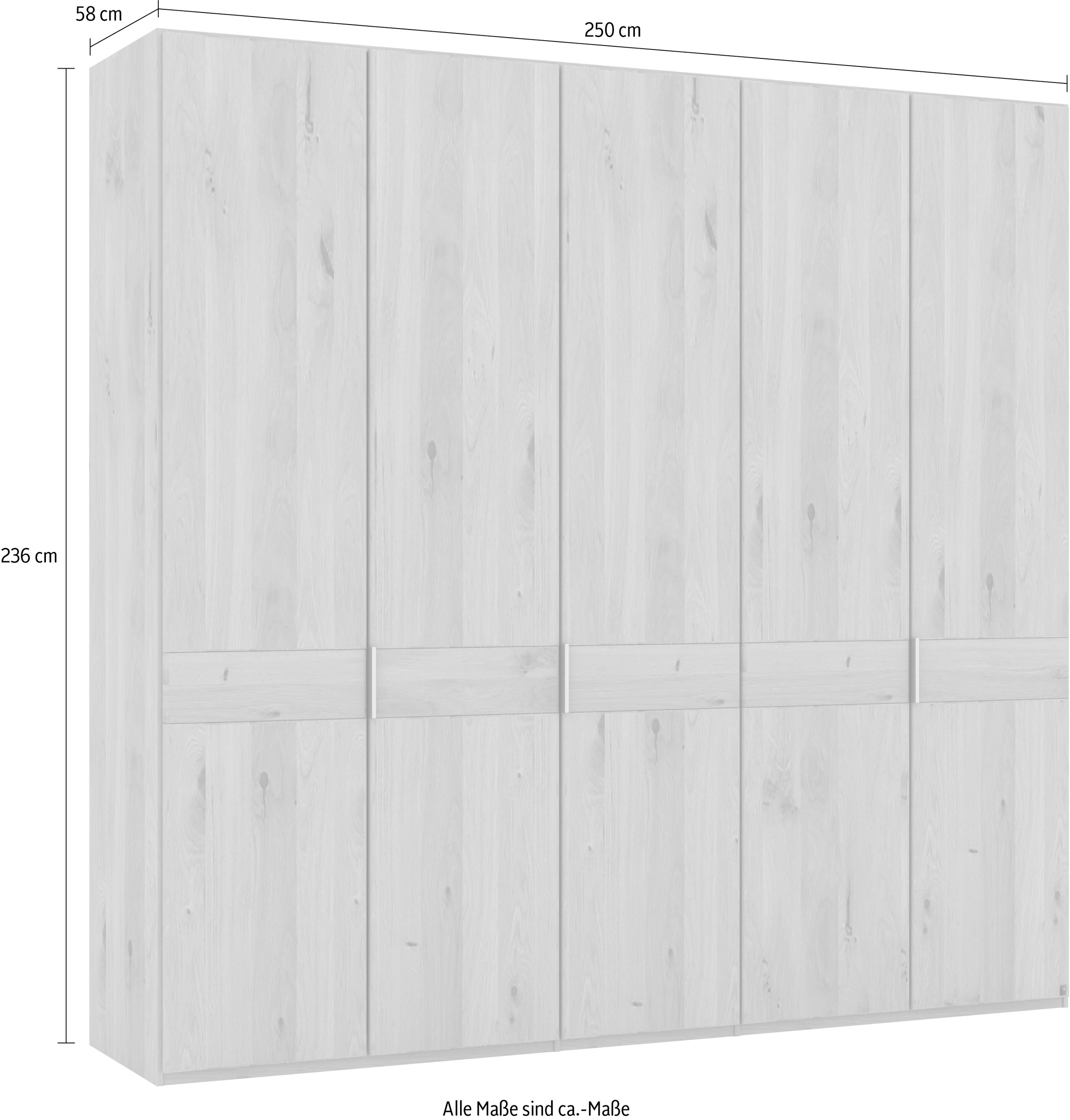 Musterring Drehtürenschrank »Savona, Kleiderschrank, Schrank, Garderobe, teilmassiv Eiche«, (mit Türdämpfern, in 5 Breiten & 2 Höhen, extra Böden, MADE IN GERMANY), Türen in Bianco-Eiche massiv, mit Querriegel, verschiedene Größen