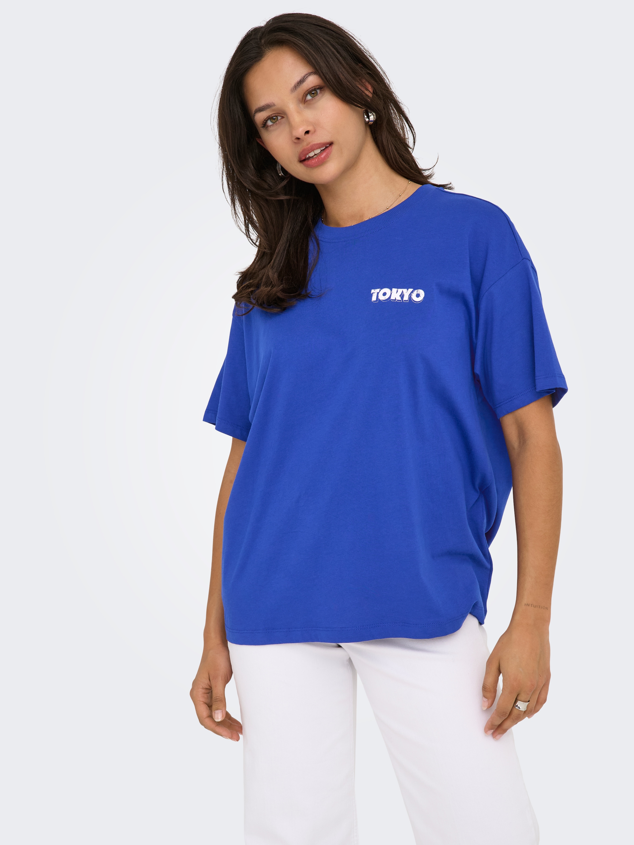 ONLY "ONLVIVVI LIFE S/S LOVELY TOP JRS" Baumwolle, regular fit, Rundhals günstig online kaufen