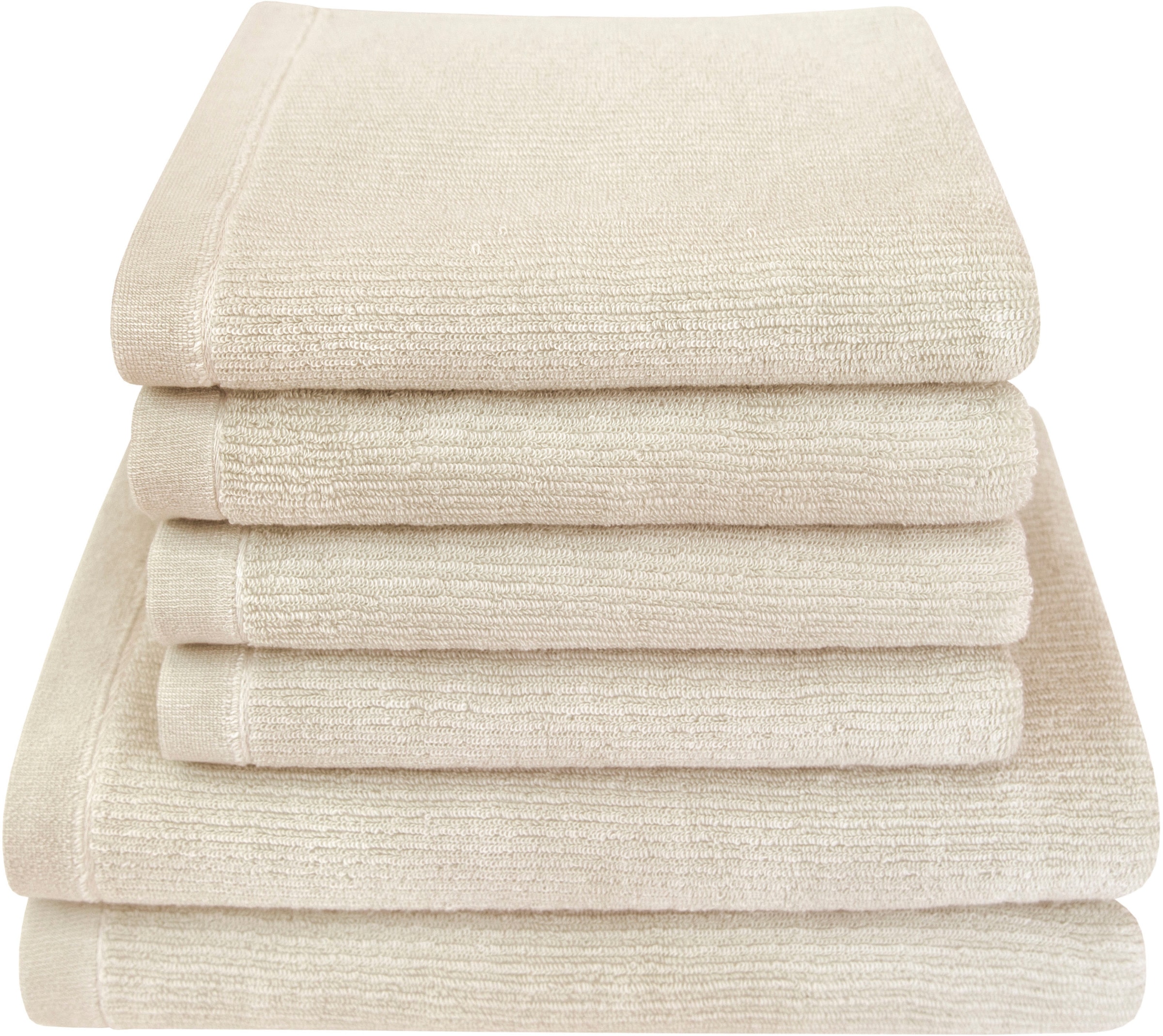 Handtuch Set DYCKHOFF, beige, Walkfrottier, Obermaterial: 100% Baumwolle, Handtuch-Sets, "Landscape", 4 Handtücher (50x100cm), 2 Duschtücher